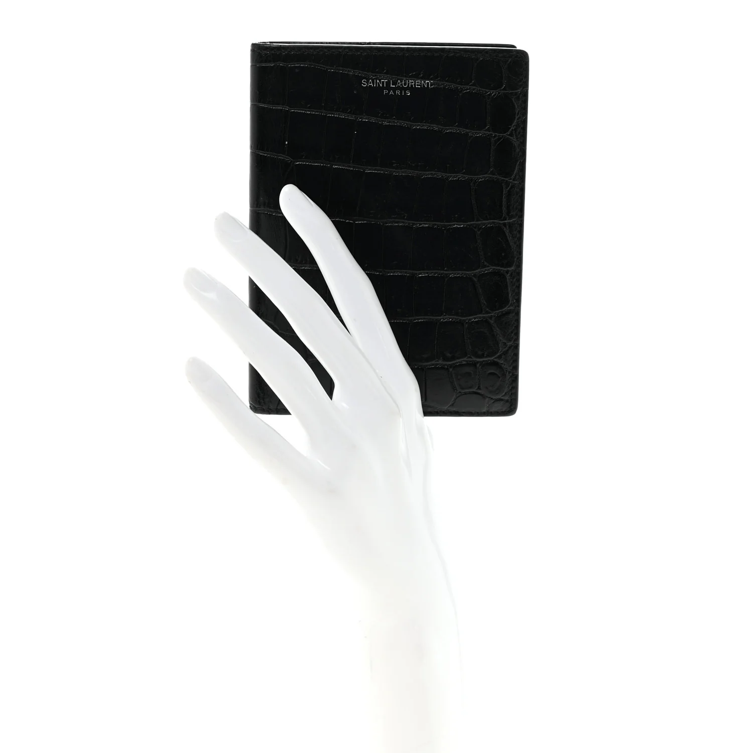 Crocodile Embossed Passport Holder Black - Image 2