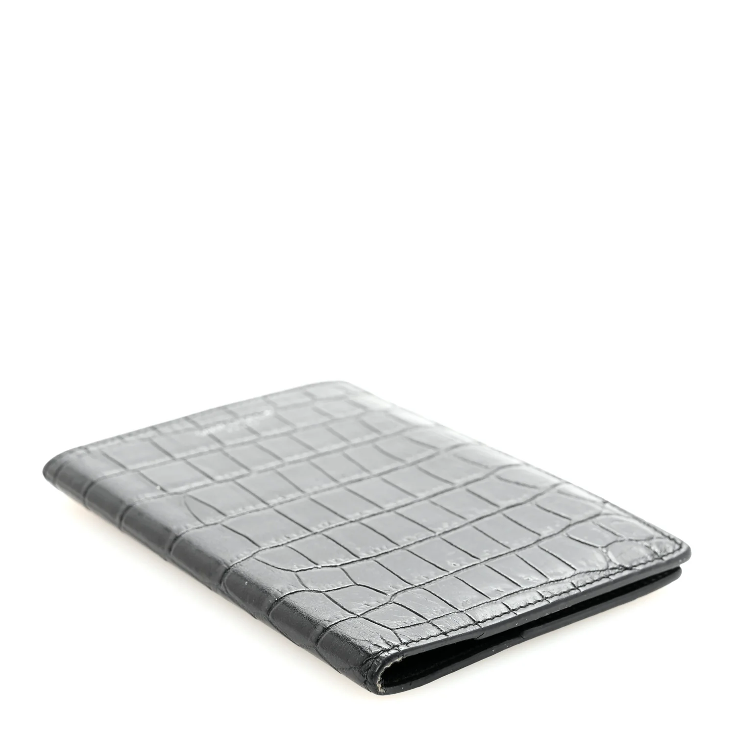 Crocodile Embossed Passport Holder Black - Image 4