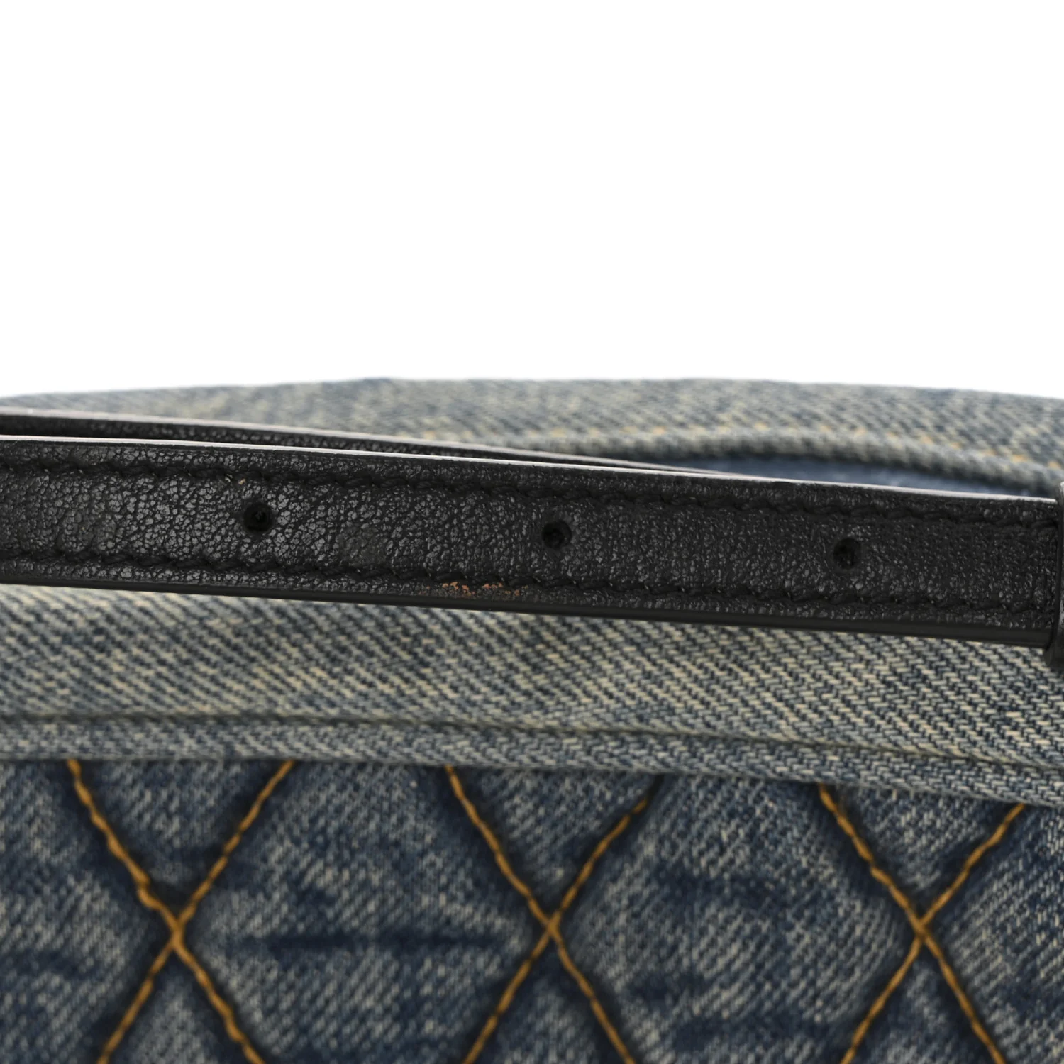 Denim Matelasse Quilted Summer Embroidered Classic Monogram Camera Bag Blue - Image 12