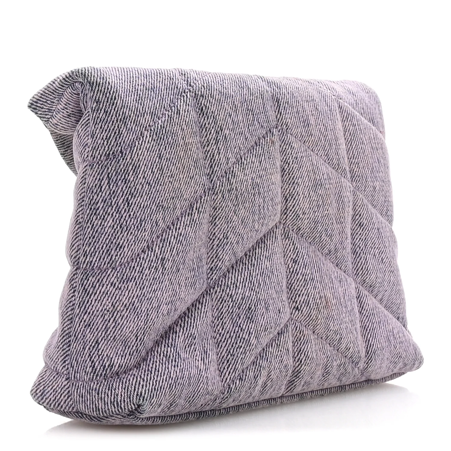 Denim Quilted Loulou Puffer Monogram Pouch Clutch Bleached Lilac - Image 7