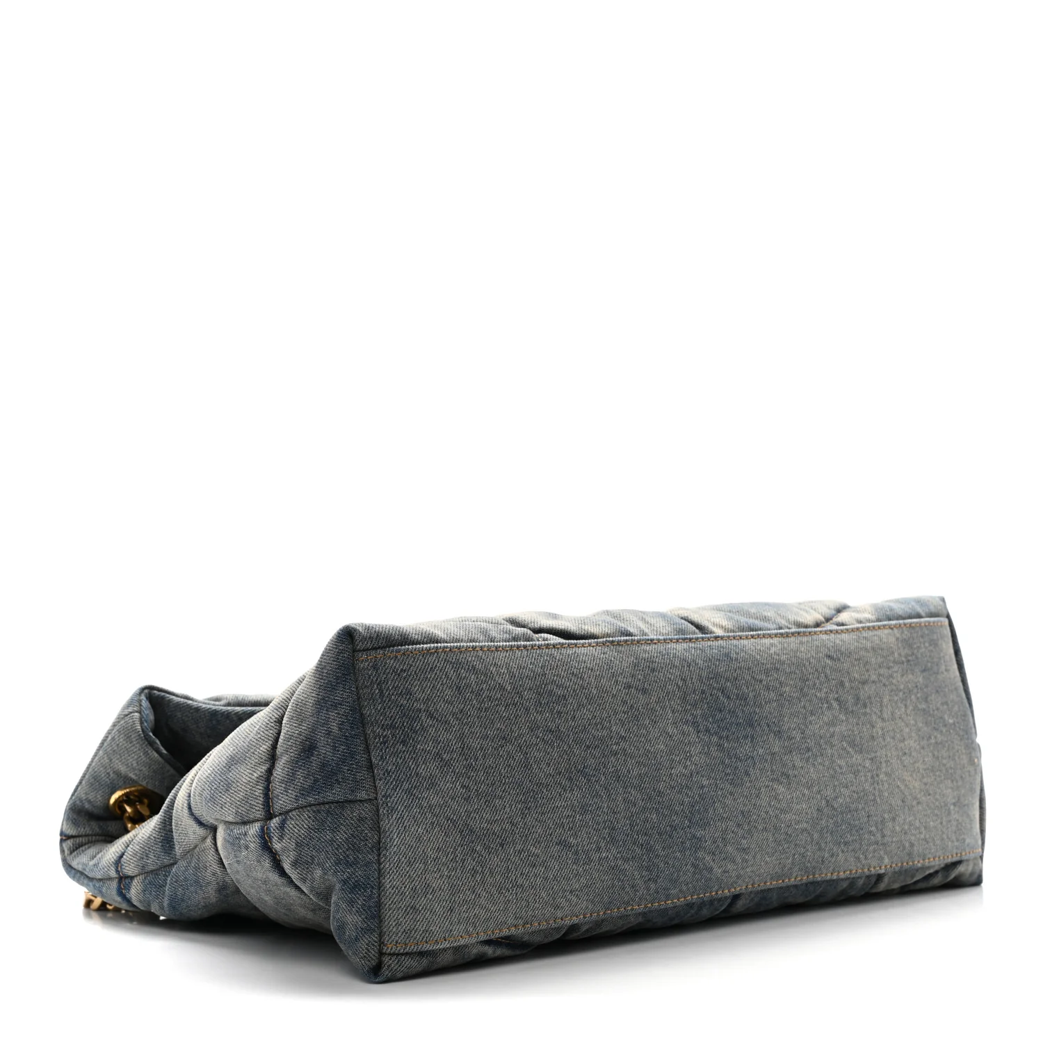 Denim Quilted Medium Loulou Puffer Monogram Chain Satchel Blue Cinnamon - Image 4
