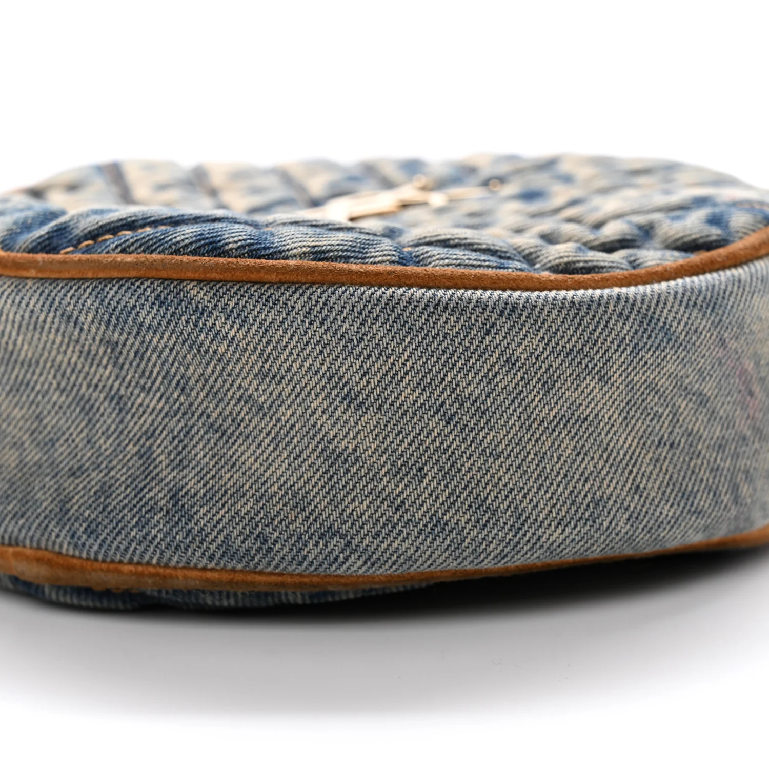 Denim Quilted Monogram Round Crossbody Bag Rodeo Blue - Image 10