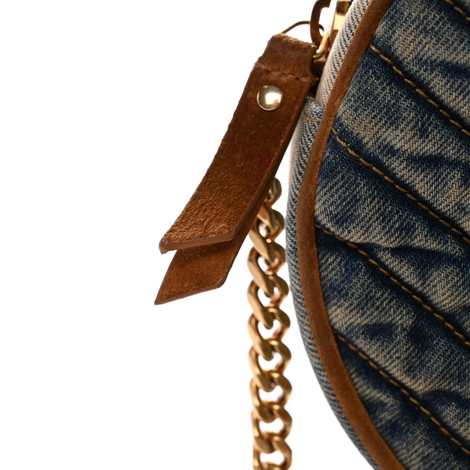 Denim Quilted Monogram Round Crossbody Bag Rodeo Blue - Image 12