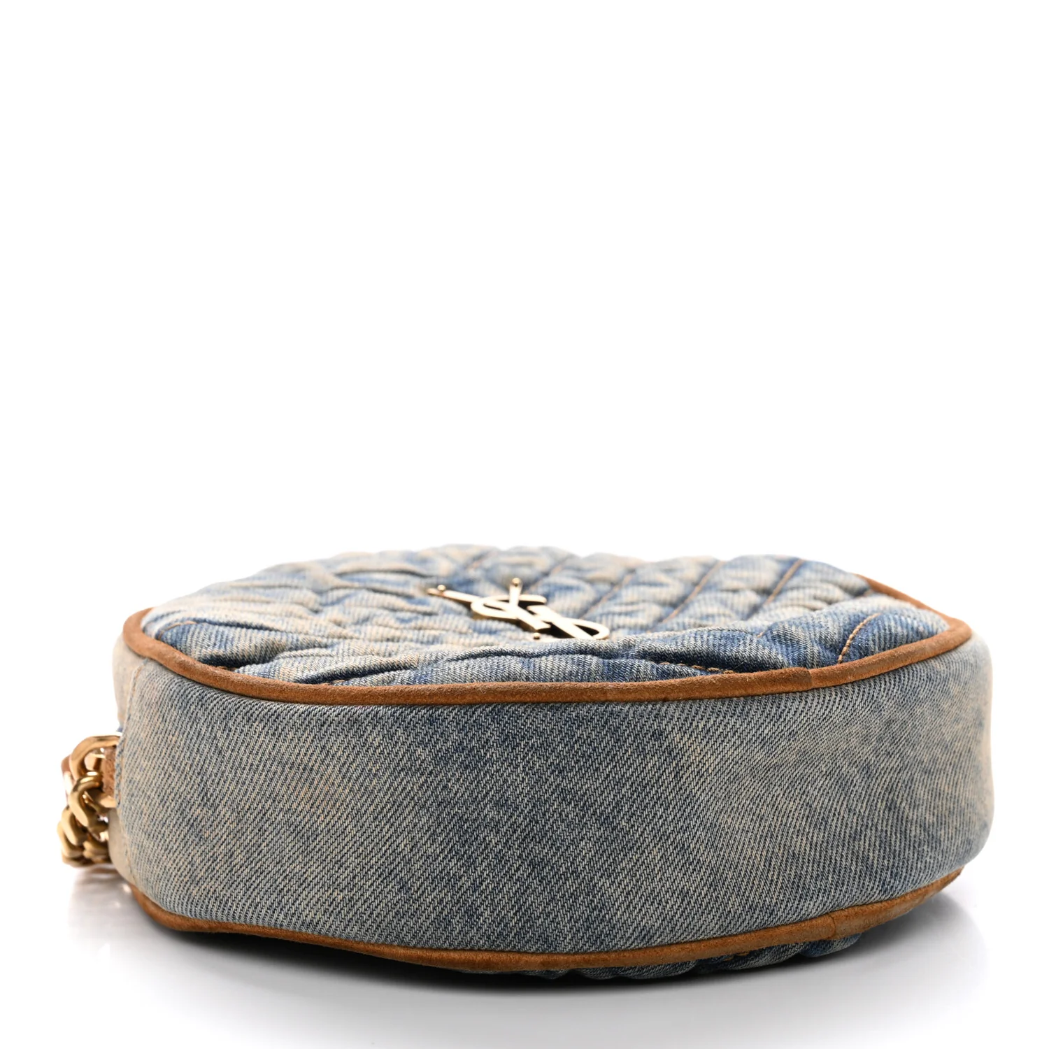 Denim Quilted Monogram Round Crossbody Bag Rodeo Blue - Image 4