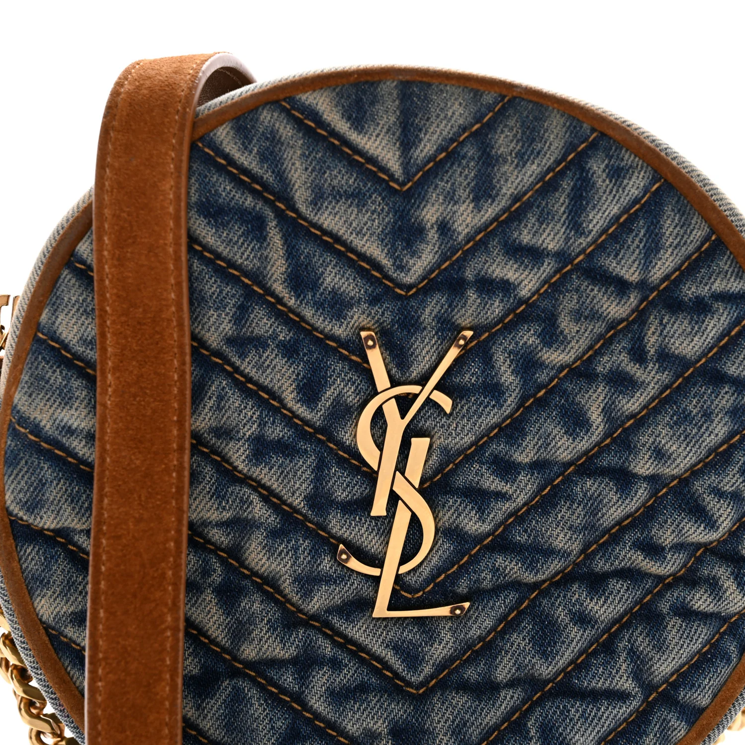 Denim Quilted Monogram Round Crossbody Bag Rodeo Blue - Image 8