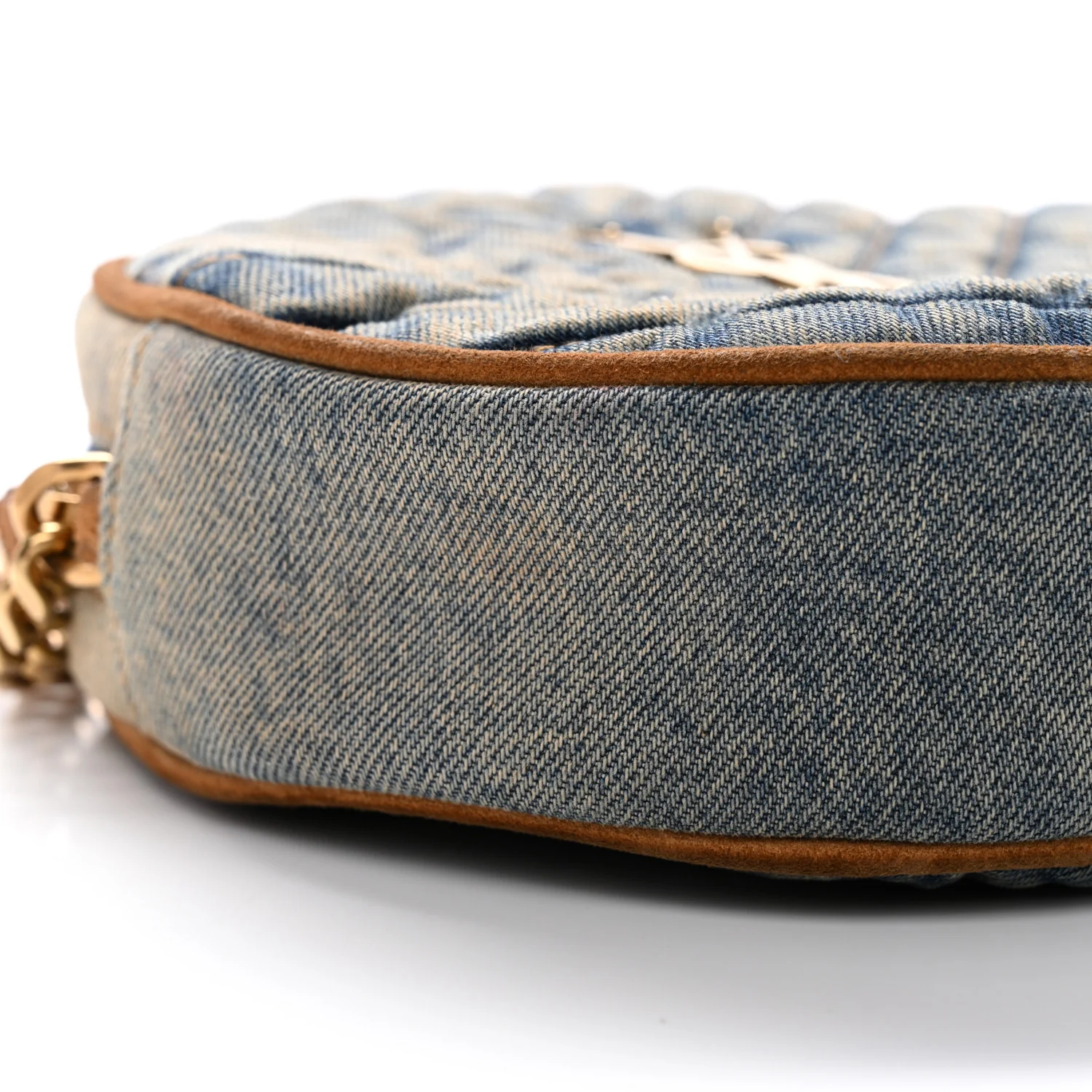 Denim Quilted Monogram Round Crossbody Bag Rodeo Blue - Image 9