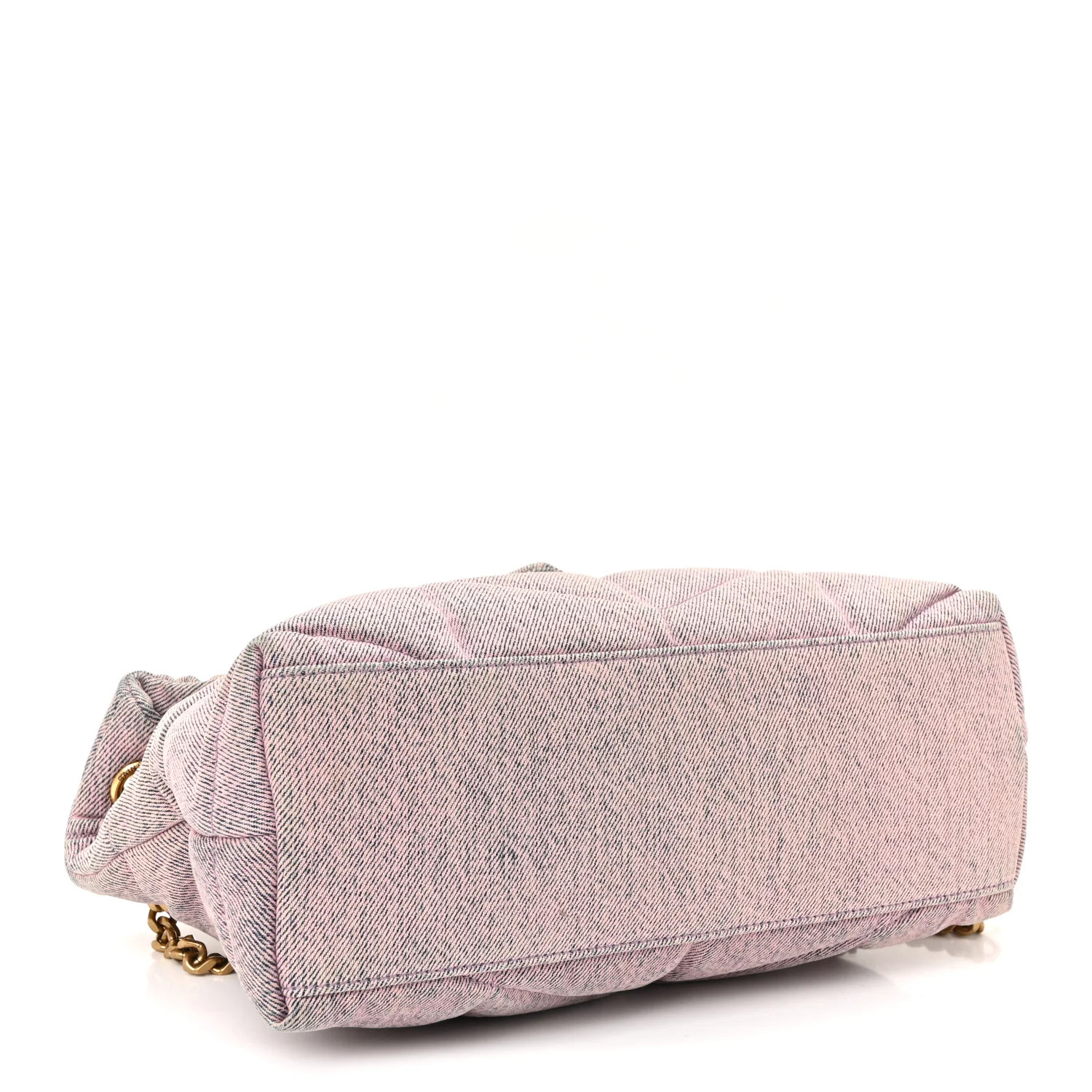 Denim Quilted Small Loulou Puffer Monogram Chain Satchel Bleached Lilac - Image 4