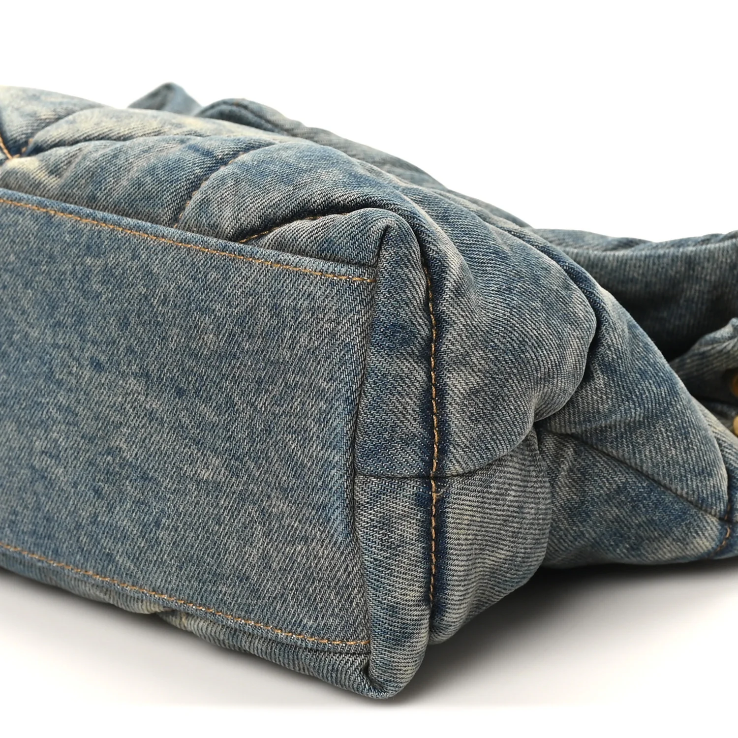 Denim Quilted Small Loulou Puffer Monogram Chain Satchel Blue Cinnamon - Image 10