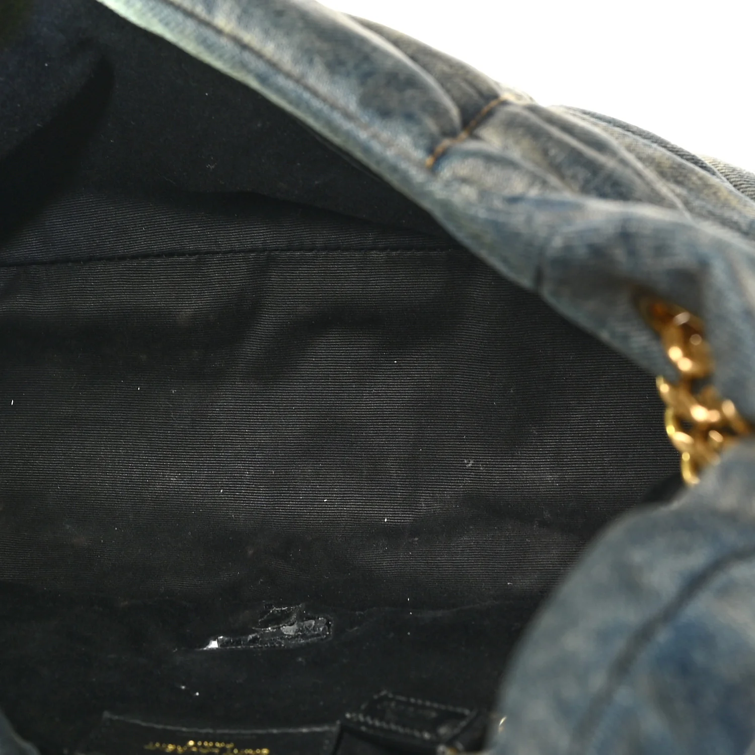 Denim Quilted Small Loulou Puffer Monogram Chain Satchel Blue Cinnamon - Image 5