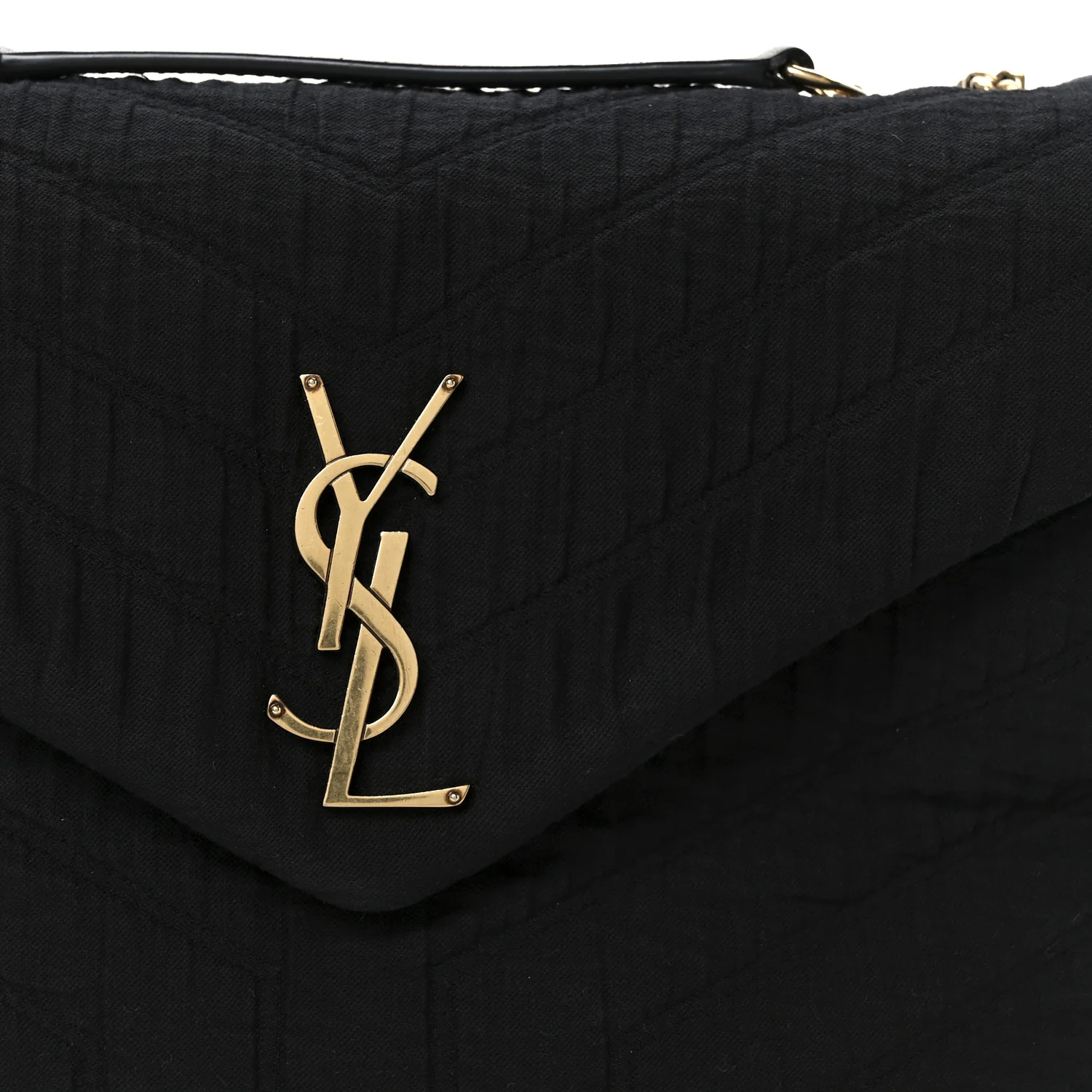 Fabric Y Quilted Monogram Small Loulou Chain Satchel Black - Image 9