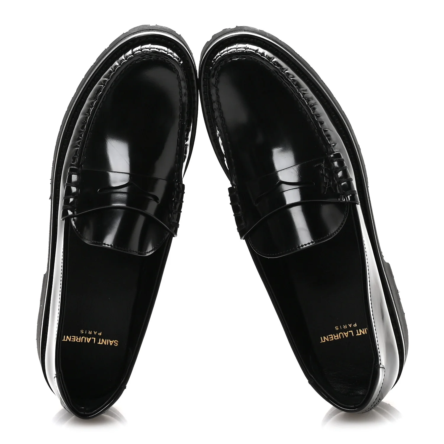 Glazed Calfskin Chunky Le Loafer Penny Slippers 38 Black - Image 2