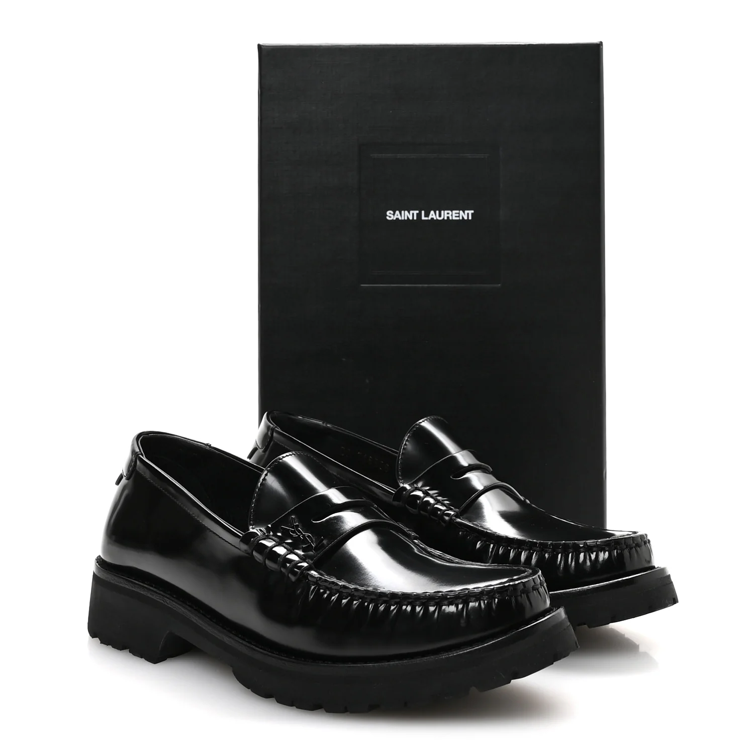 Glazed Calfskin Chunky Le Loafer Penny Slippers 38 Black - Image 8