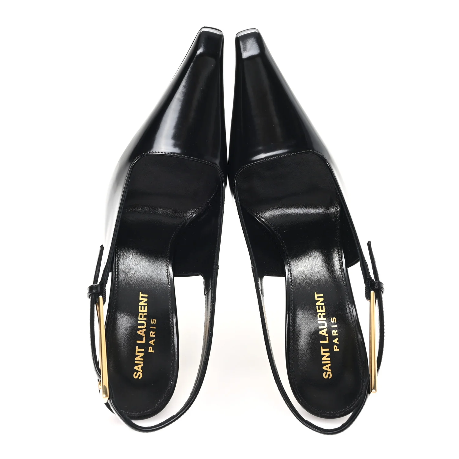 Glazed Calfskin Lee 110 Slingback Pumps 36.5 Black - Image 2