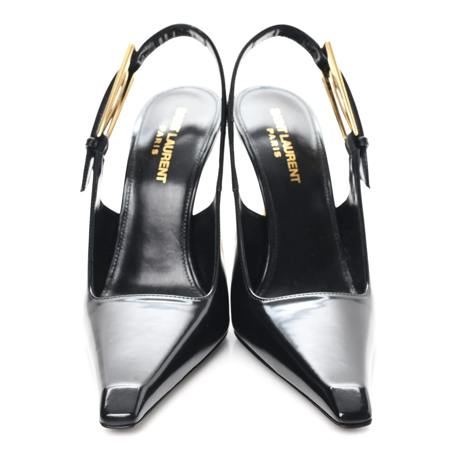 Glazed Calfskin Lee 110 Slingback Pumps 36.5 Black - Image 3