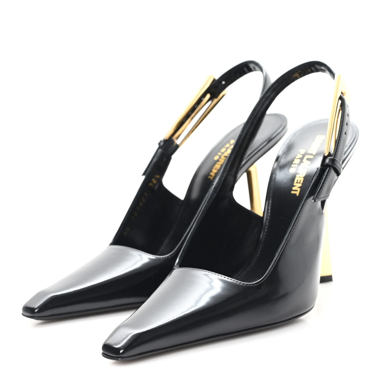 Glazed Calfskin Lee 110 Slingback Pumps 36.5 Black - Image 4