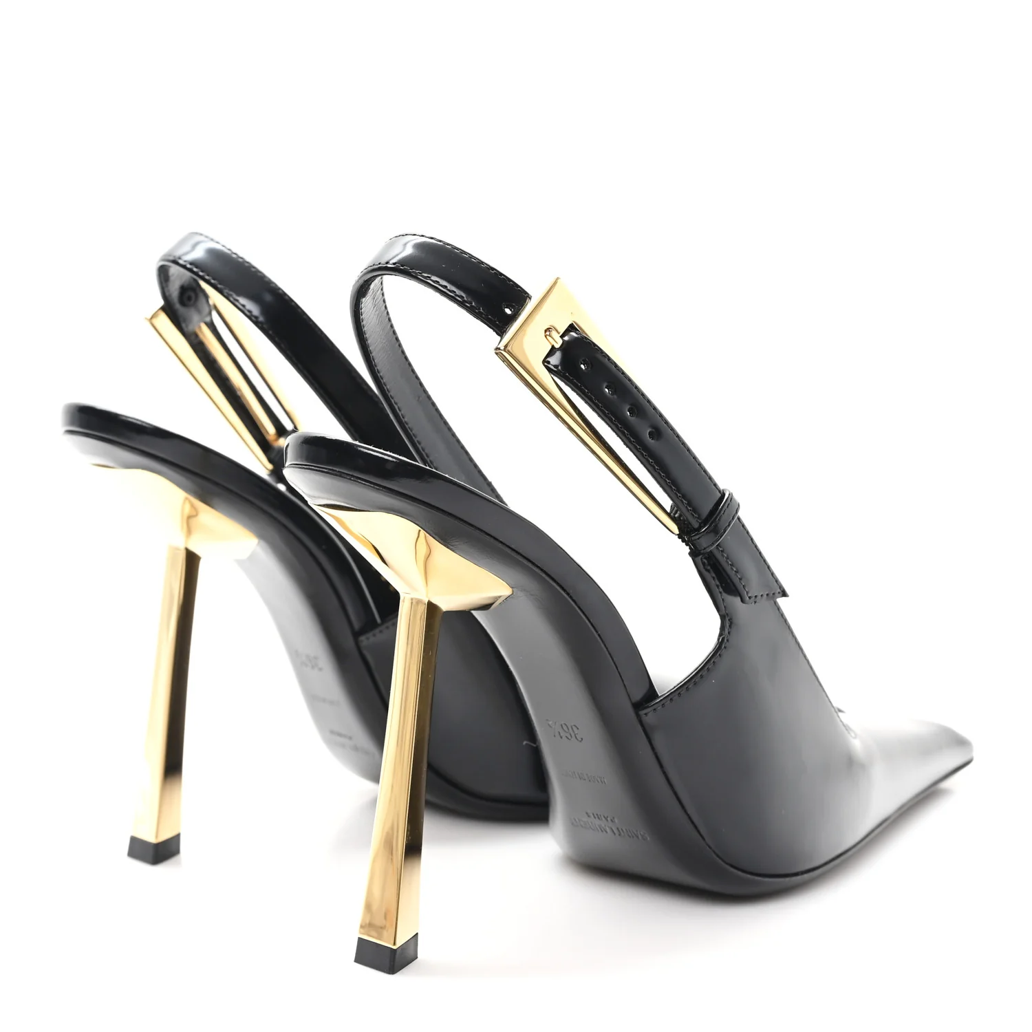 Glazed Calfskin Lee 110 Slingback Pumps 36.5 Black - Image 5