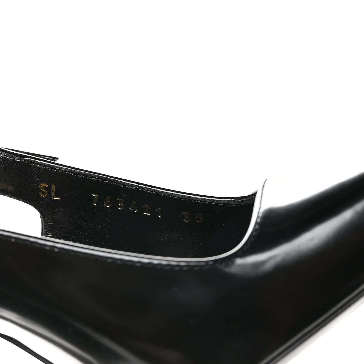 Glazed Calfskin Lee Slingback Pumps 35 Black - Image 9