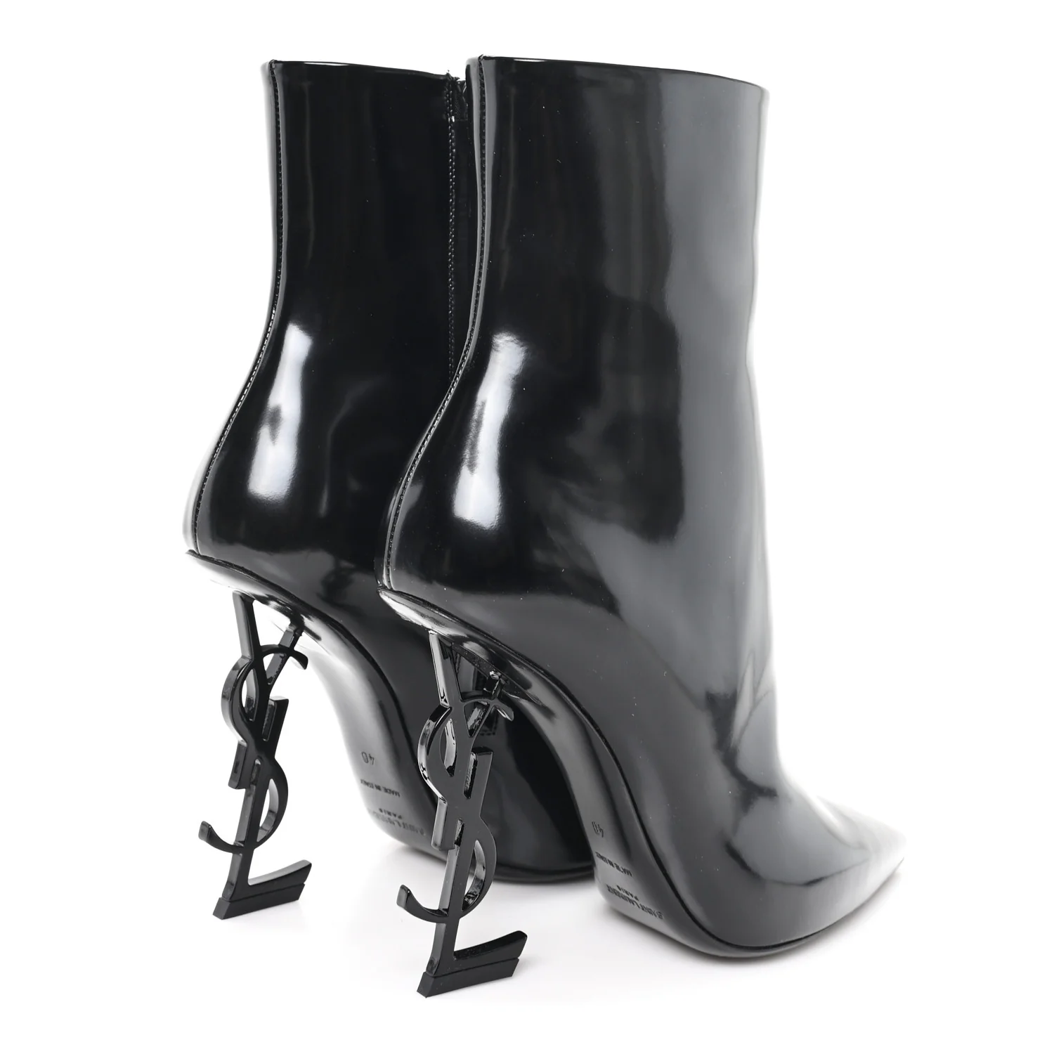 Glazed Calfskin Opyum Ankle Boots 40 Black - Image 5
