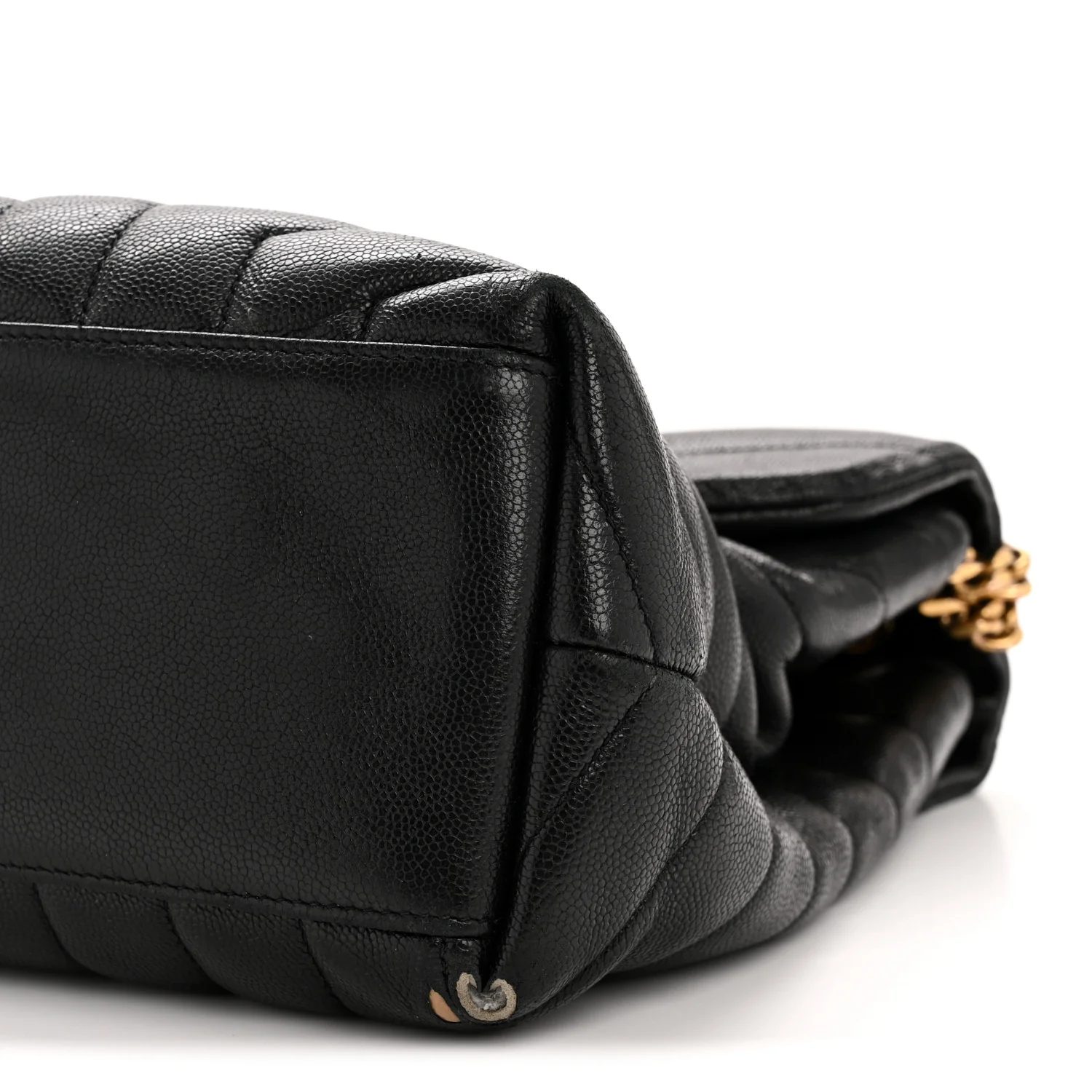 Grain de Poudre Calfskin Y Quilted Monogram Medium Loulou Chain Satchel Black - Image 10