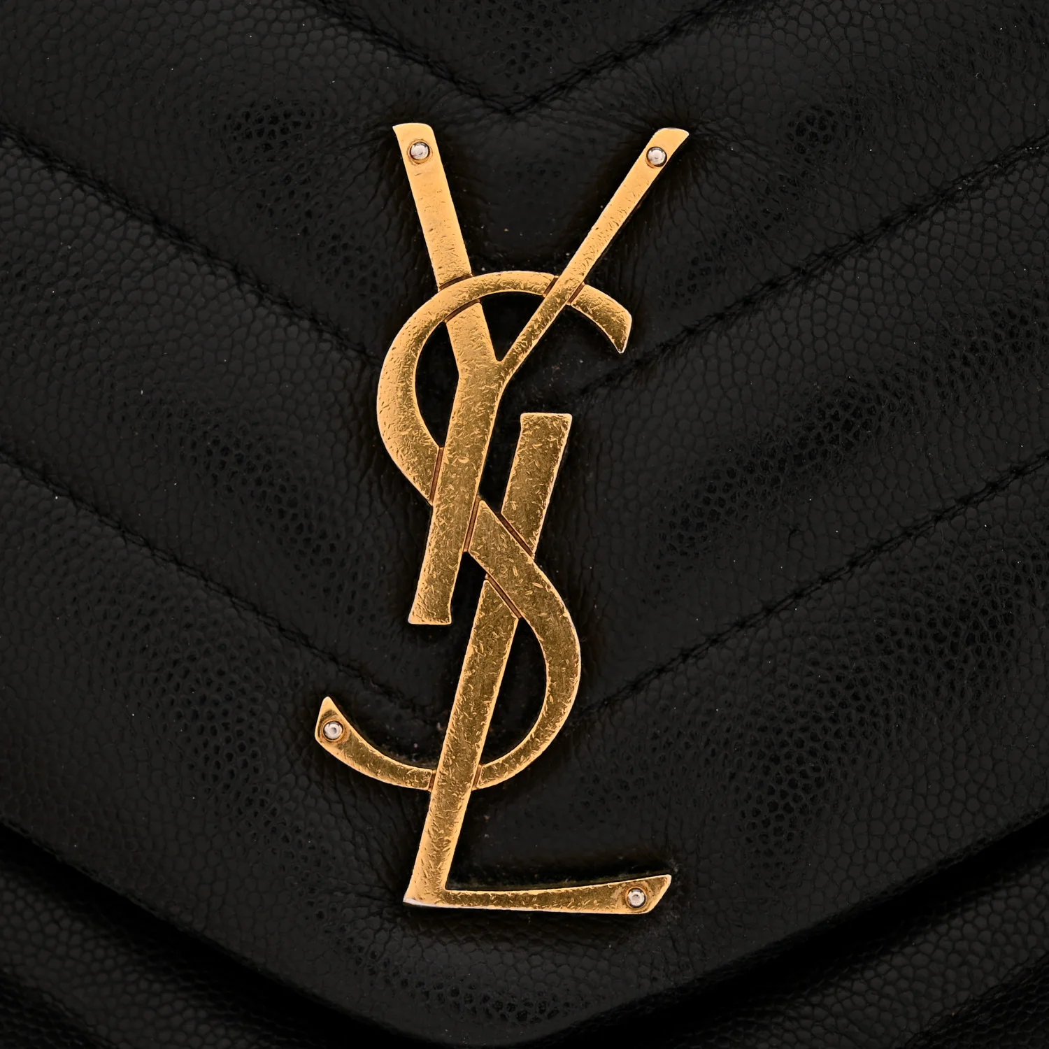 Grain de Poudre Calfskin Y Quilted Monogram Medium Loulou Chain Satchel Black - Image 12