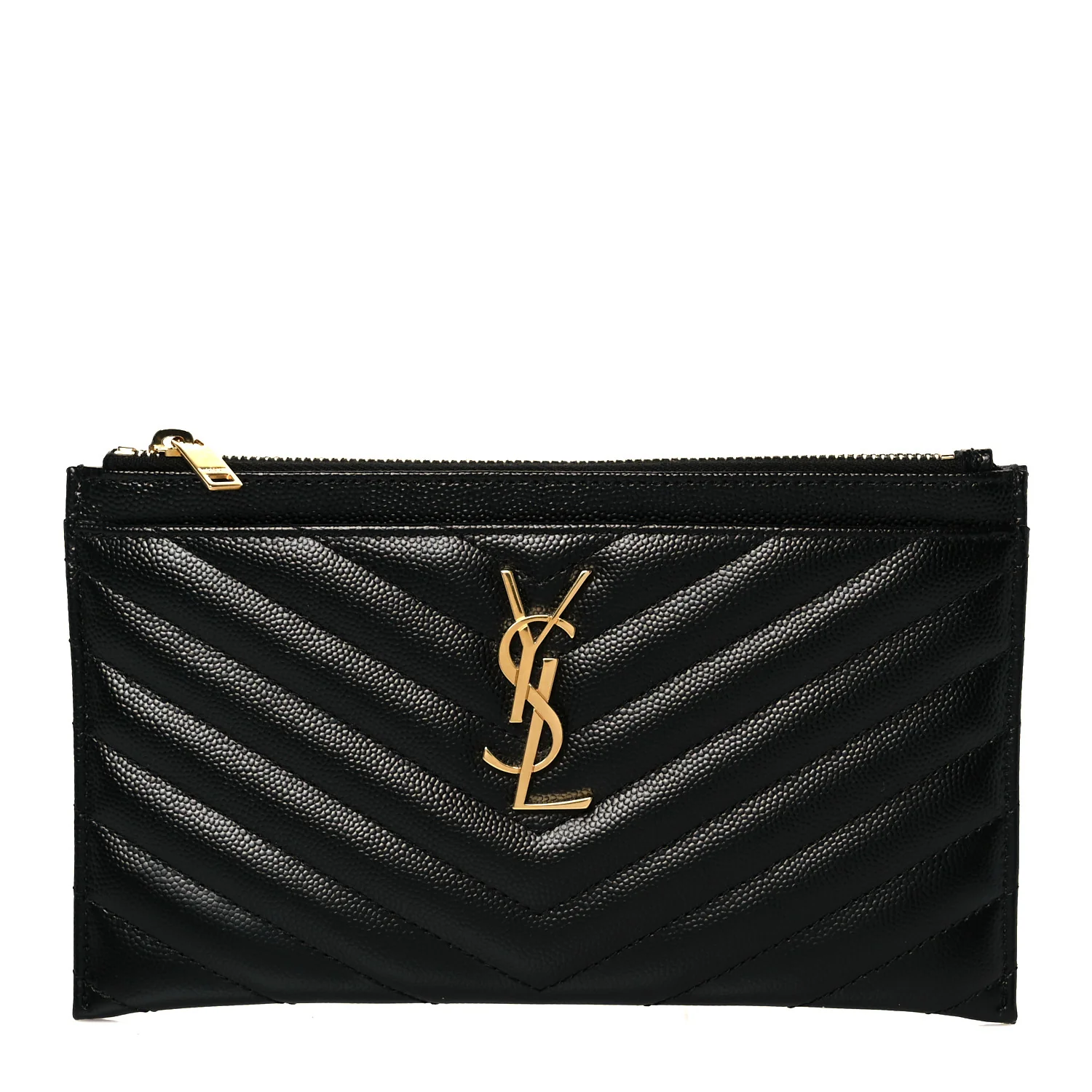 Grain De Poudre Chevron Monogram Bill Pouch Black