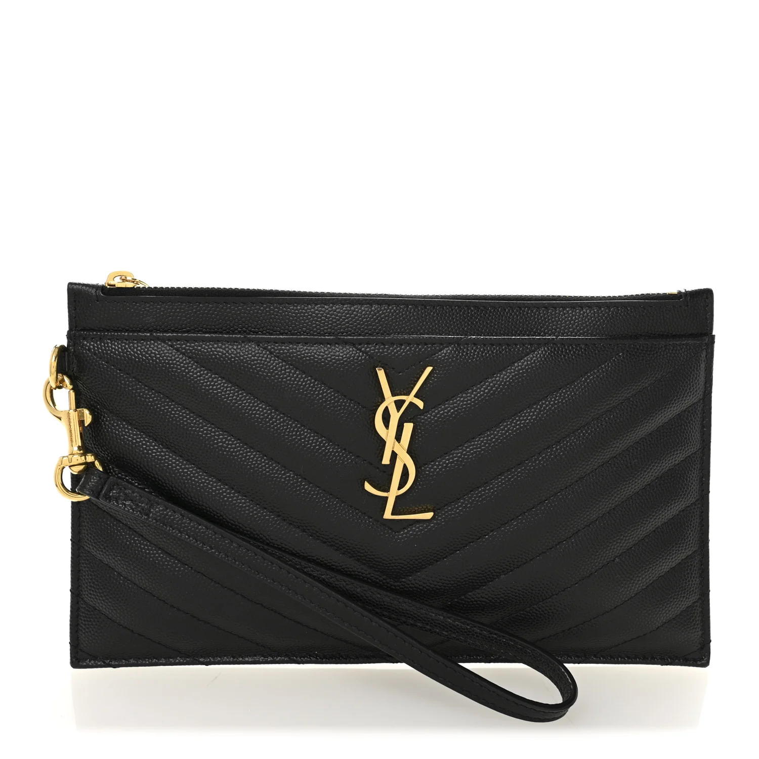 Grain De Poudre Chevron Monogram Large Bill Pouch Black