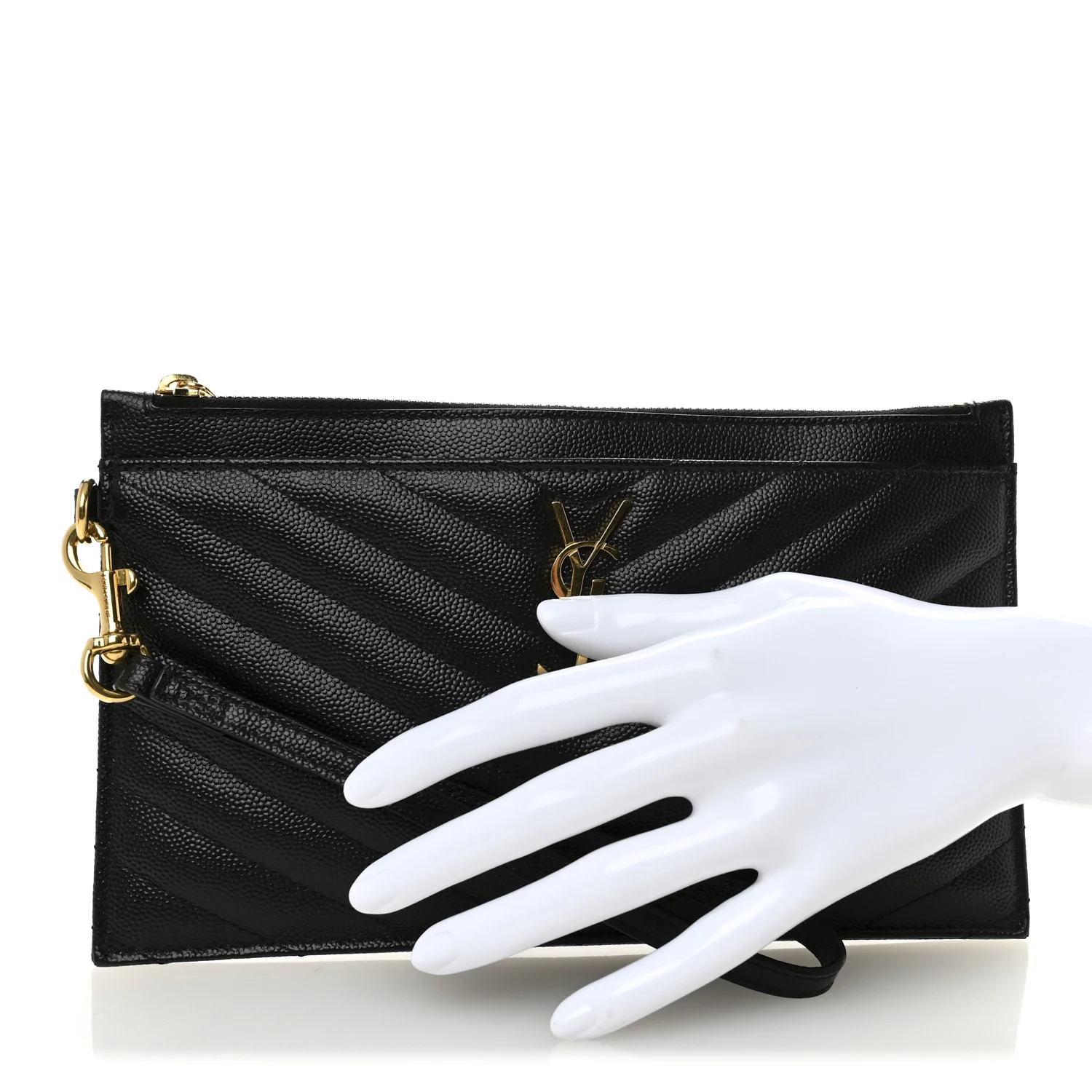 Grain De Poudre Chevron Monogram Large Bill Pouch Black - Image 2