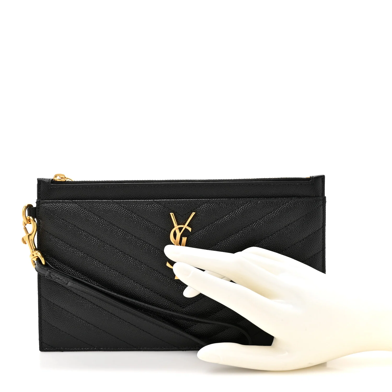 Grain De Poudre Chevron Monogram Large Bill Pouch Black - Image 3