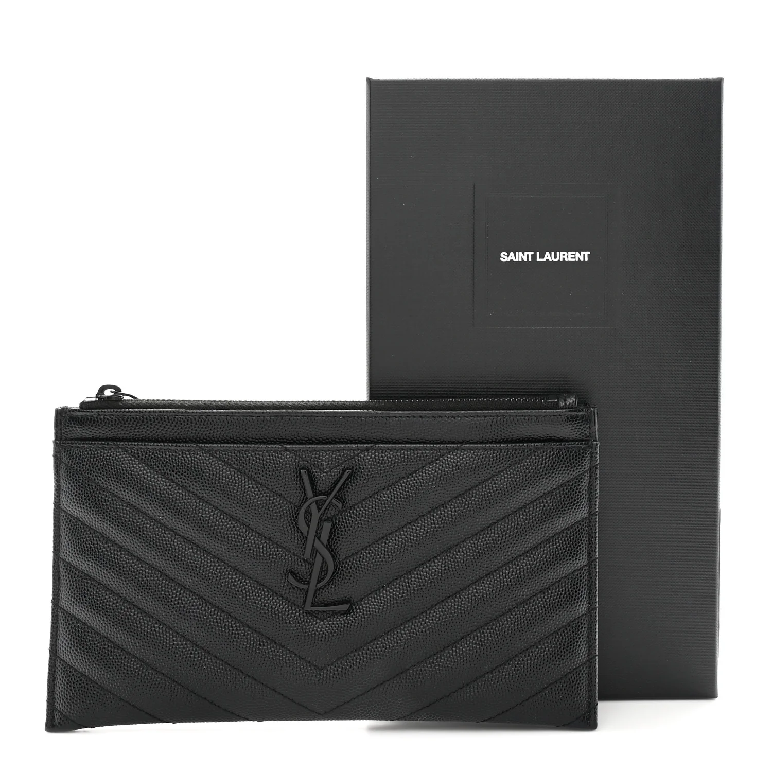 Grain De Poudre Chevron Monogram Monochrome Bill Pouch Black - Image 8