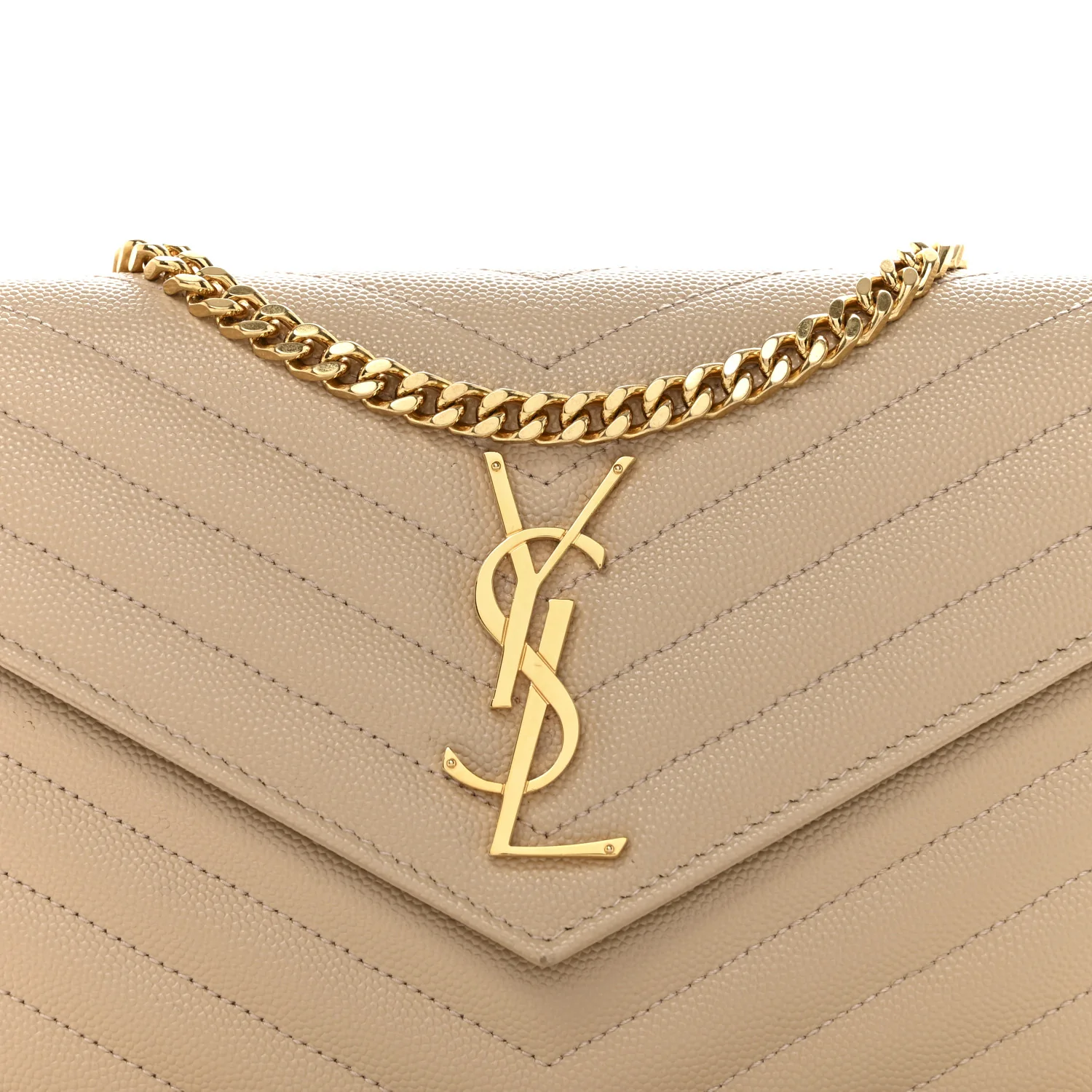 Grain De Poudre Matelasse Chevron Cassandre Chain Wallet Nude Powder - Image 8