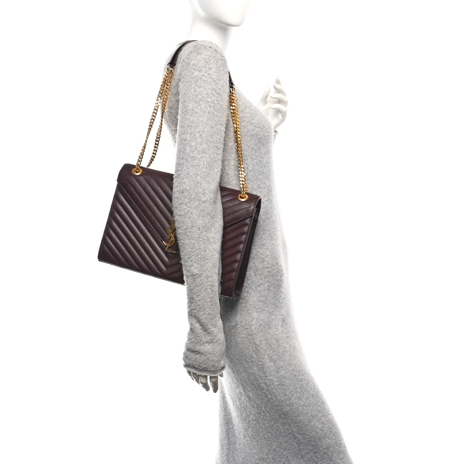 Grain De Poudre Matelasse Chevron Large Monogram Satchel Amaranto - Image 2