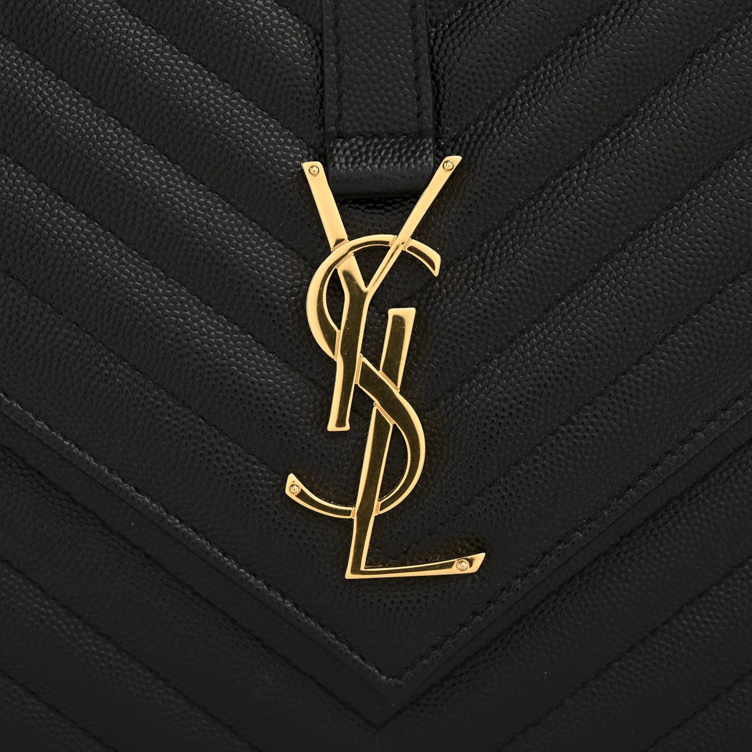 Grain De Poudre Matelasse Chevron Large Monogram Satchel Black - Image 11