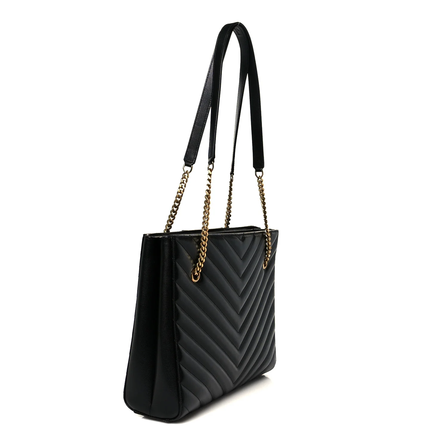 Grain de Poudre Matelasse Chevron Medium Tribeca Shopping Bag Black - Image 3