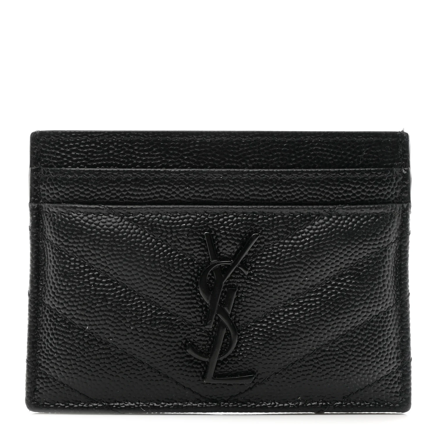 Grain De Poudre Matelasse Chevron Monochrome Monogram Credit Card Case Black
