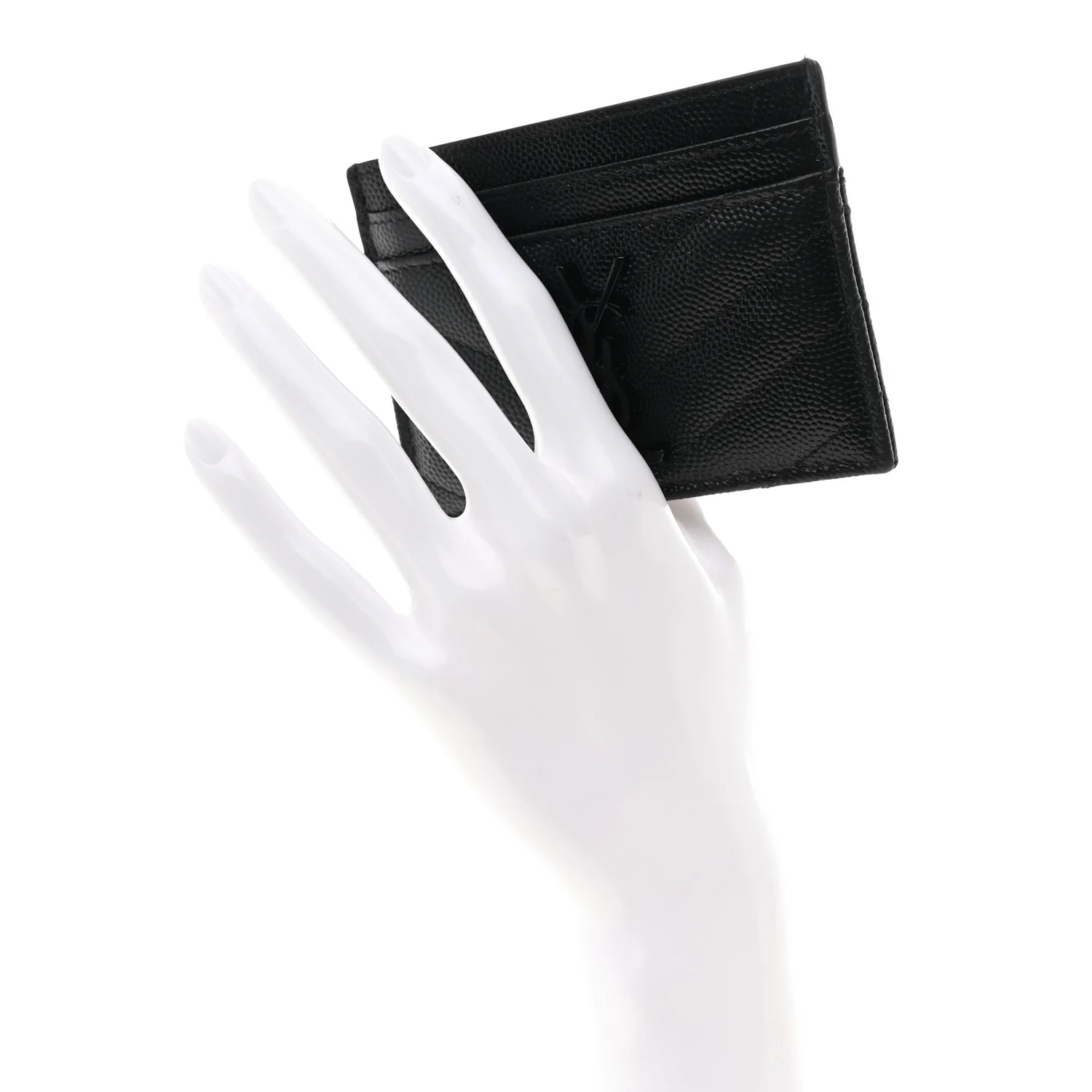 Grain De Poudre Matelasse Chevron Monochrome Monogram Credit Card Case Black - Image 2