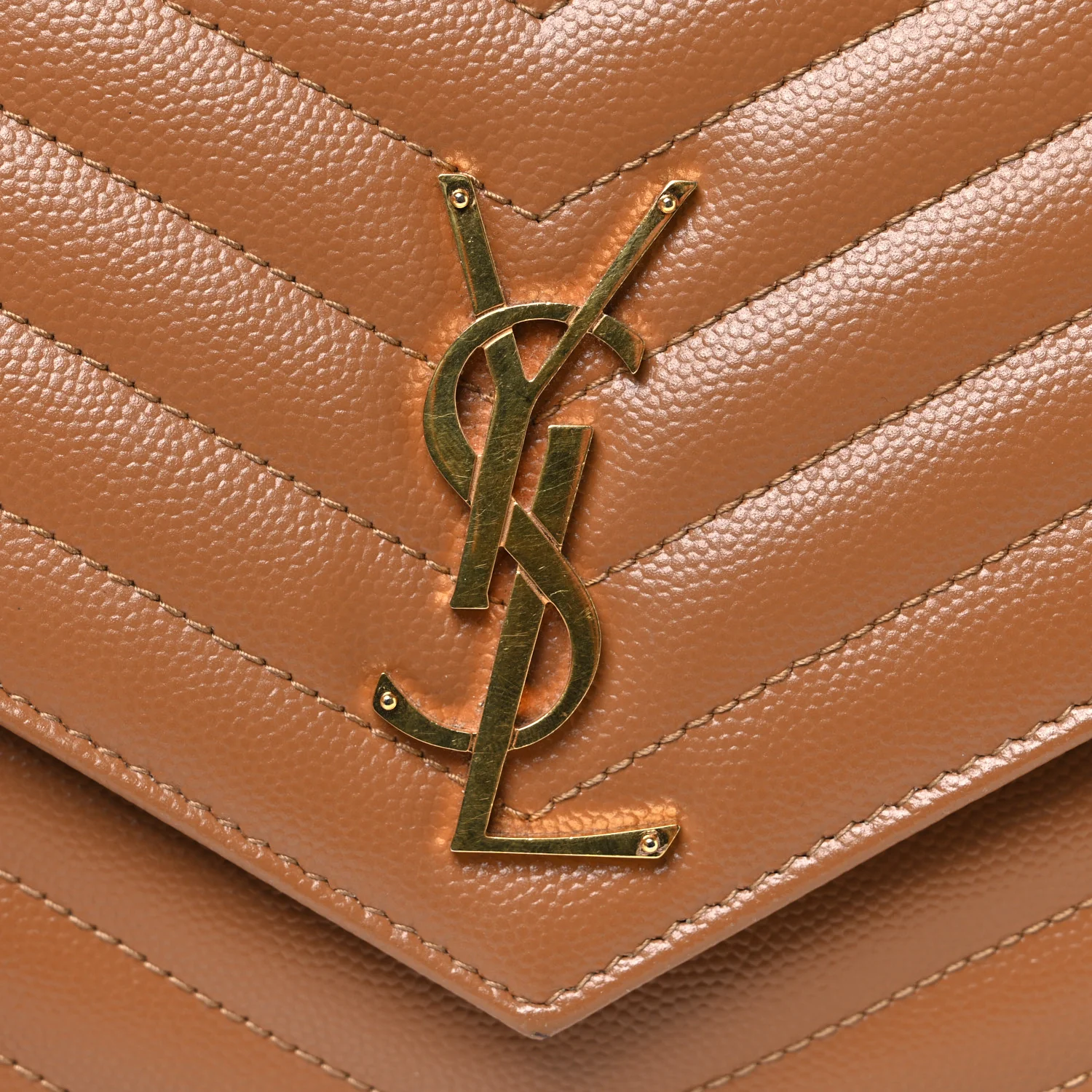 Grain De Poudre Matelasse Chevron Monogram Cassandre Flap Pouch Natural Dark - Image 8