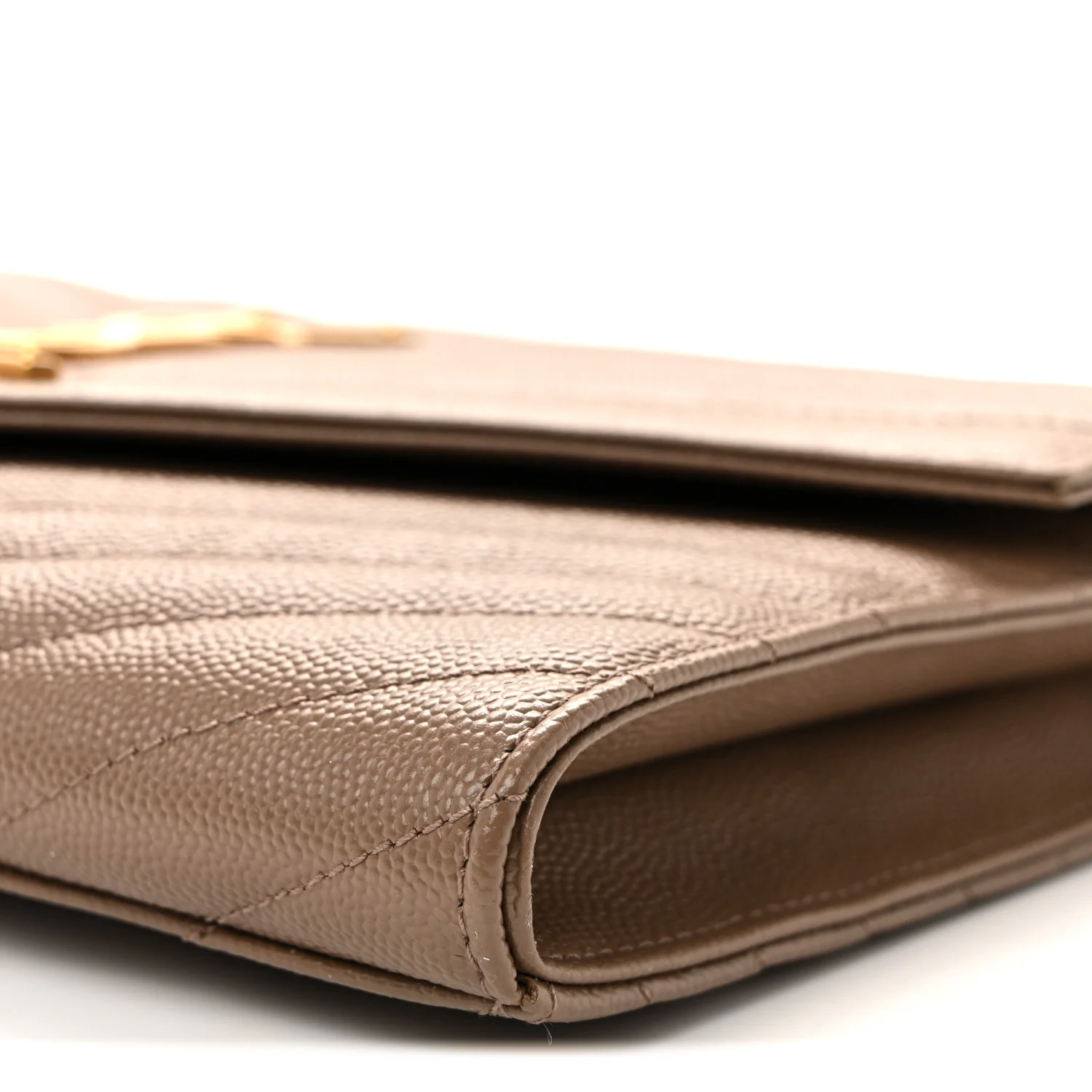 Grain De Poudre Matelasse Chevron Monogram Cassandre Flap Pouch Taupe - Image 10