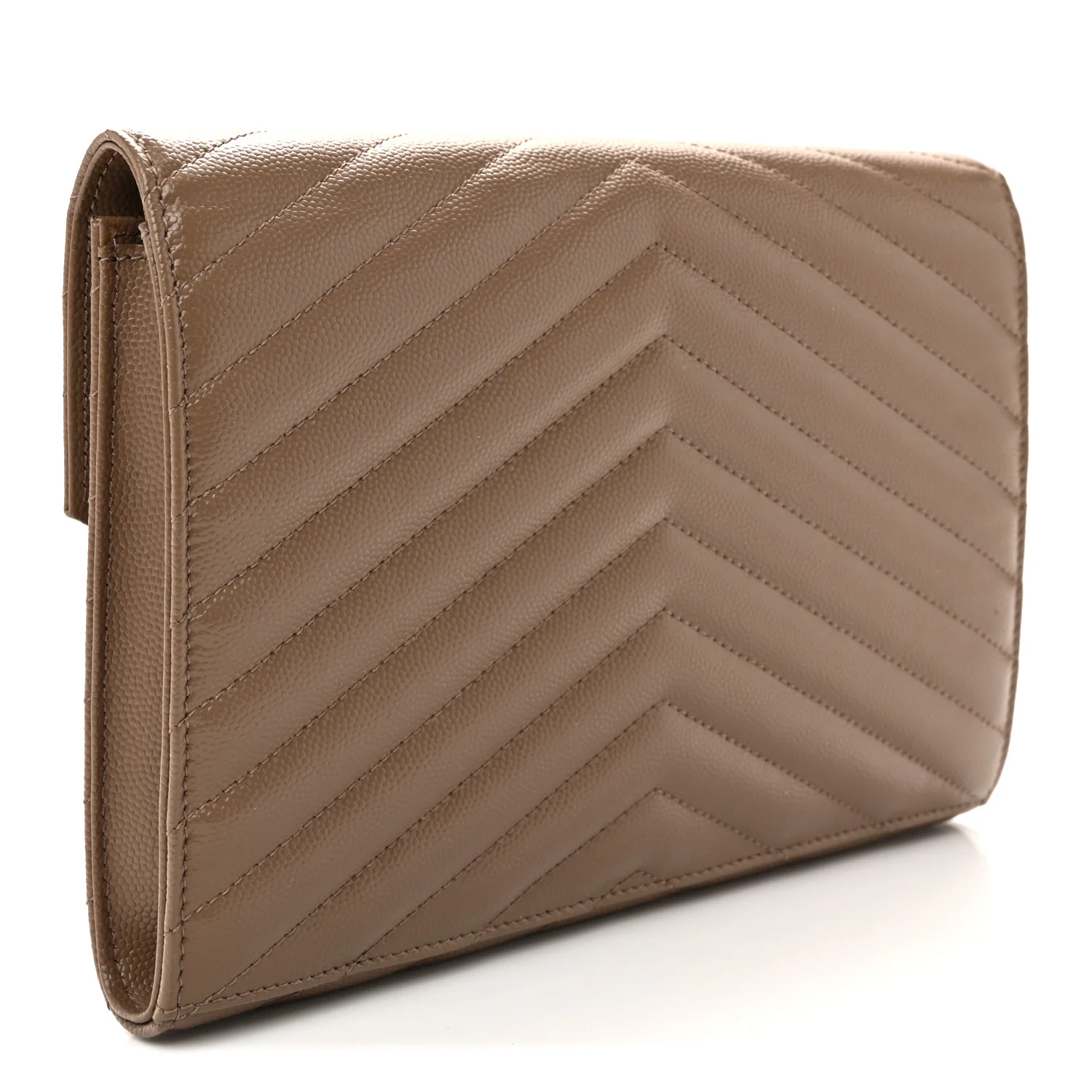 Grain De Poudre Matelasse Chevron Monogram Cassandre Flap Pouch Taupe - Image 3