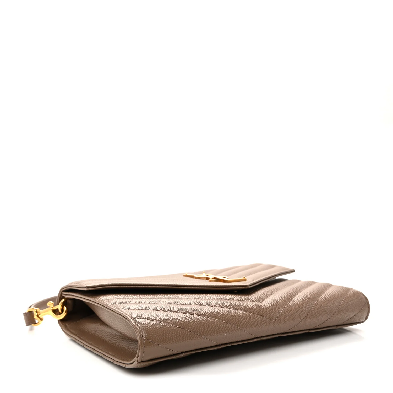 Grain De Poudre Matelasse Chevron Monogram Cassandre Flap Pouch Taupe - Image 4