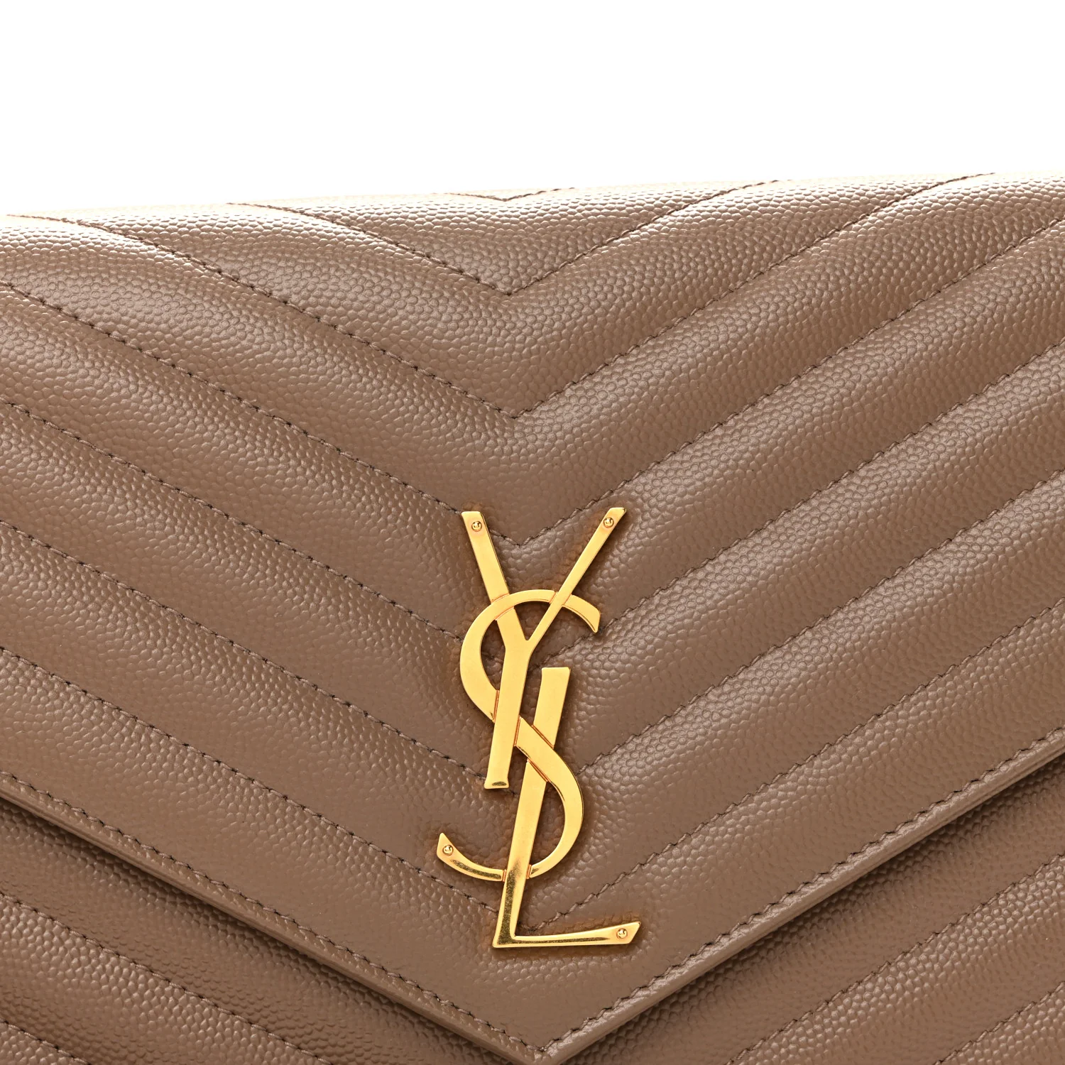 Grain De Poudre Matelasse Chevron Monogram Cassandre Flap Pouch Taupe - Image 8