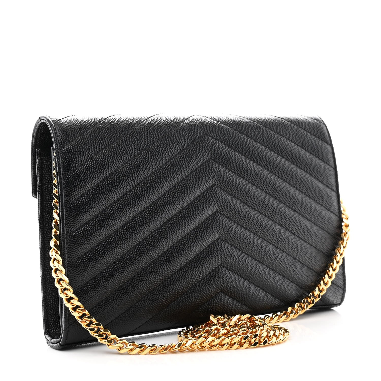Grain De Poudre Matelasse Chevron Monogram Chain Wallet Black - Image 3
