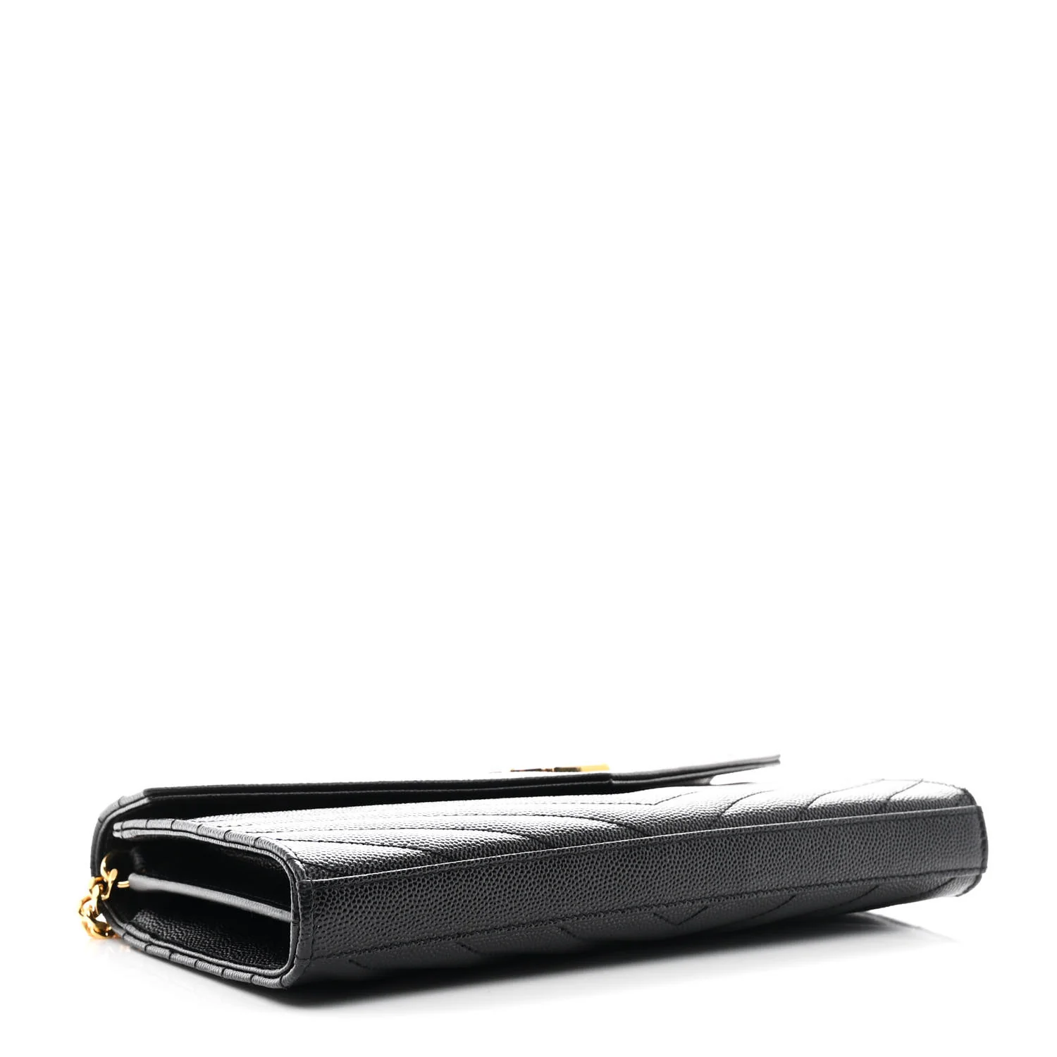 Grain De Poudre Matelasse Chevron Monogram Chain Wallet Black - Image 4