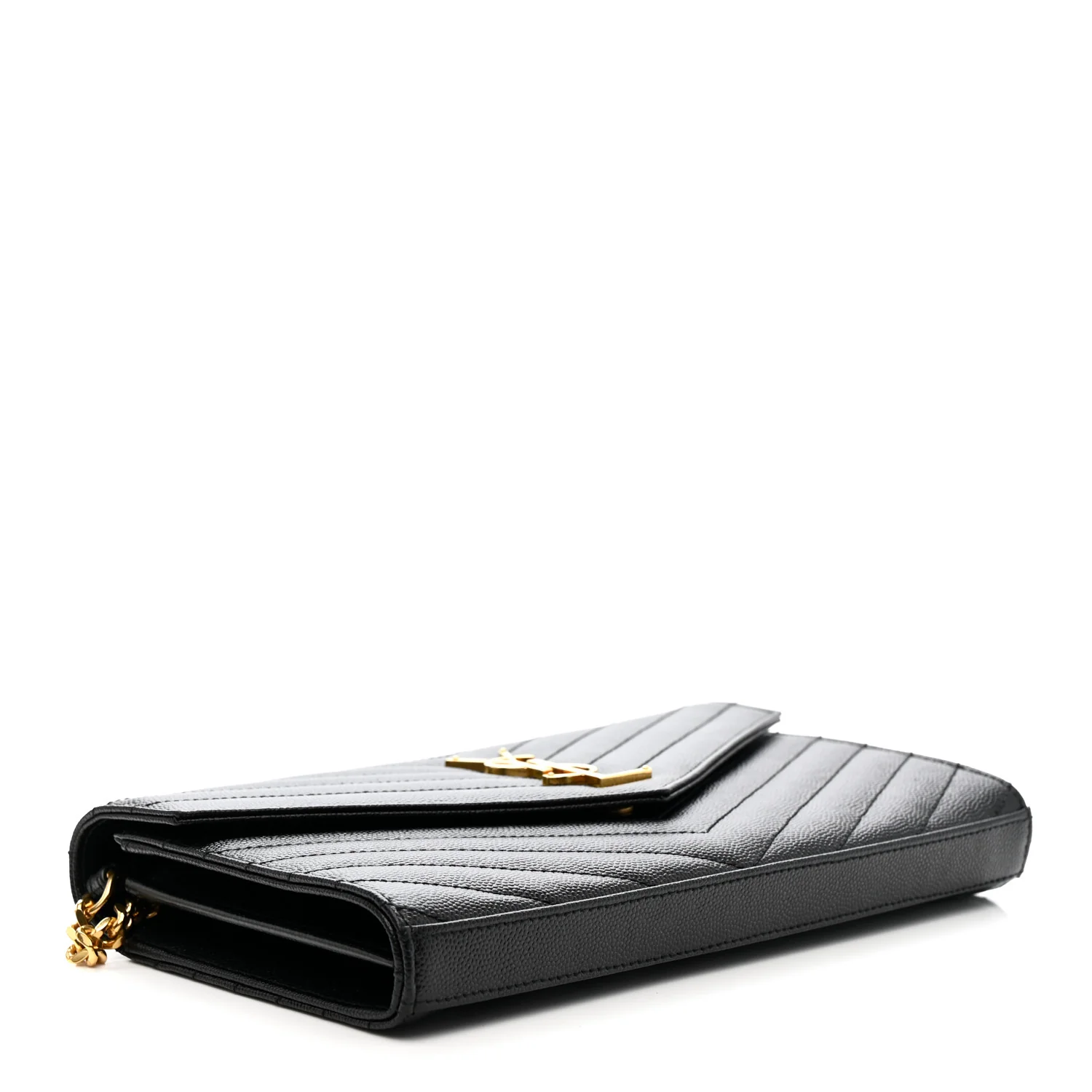 Grain De Poudre Matelasse Chevron Monogram Chain Wallet Black - Image 4