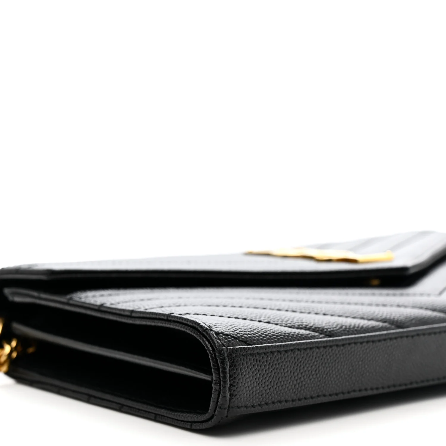 Grain De Poudre Matelasse Chevron Monogram Chain Wallet Black - Image 9