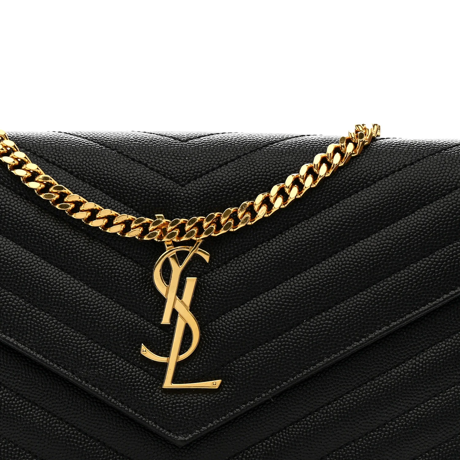 Grain De Poudre Matelasse Chevron Monogram Chain Wallet Black - Image 7