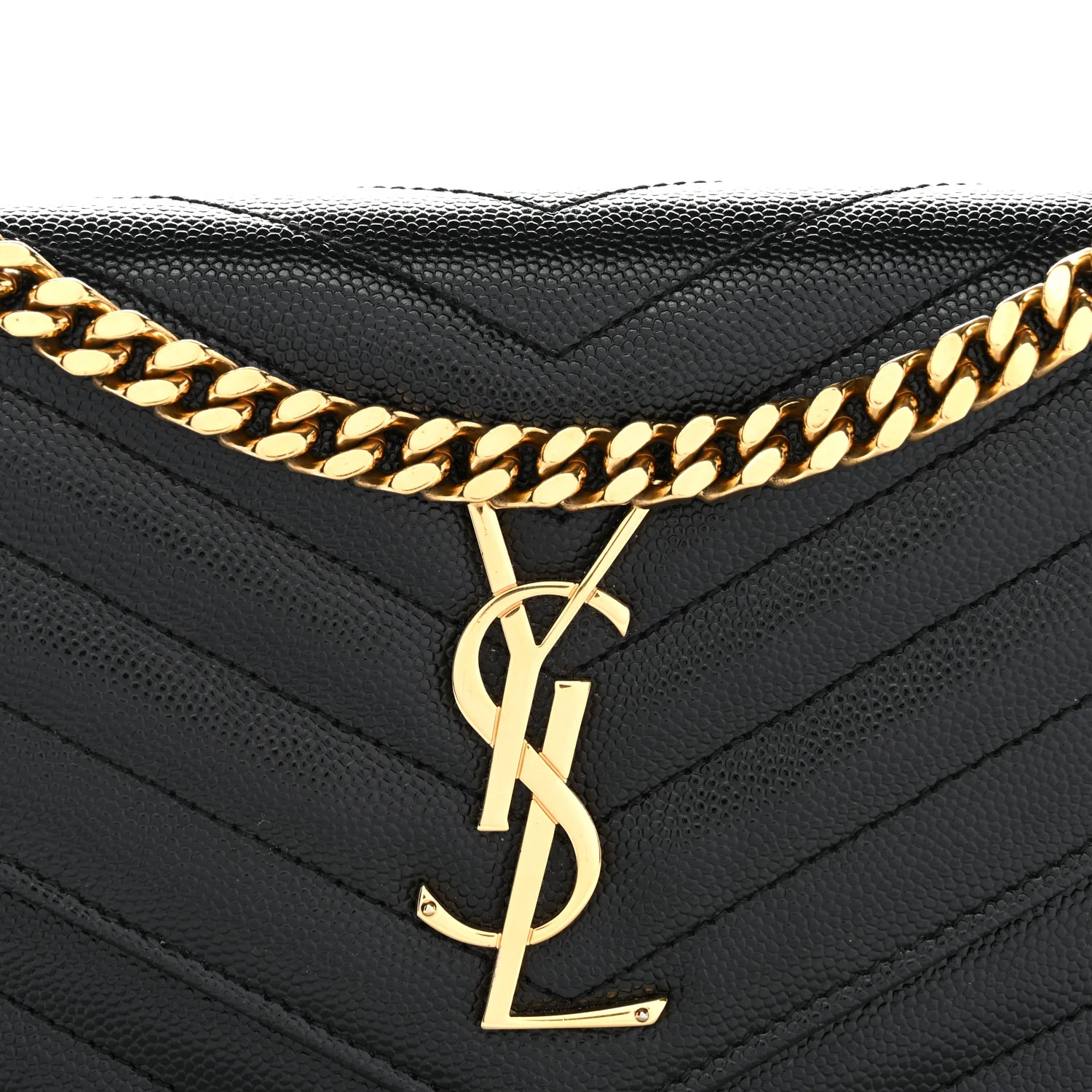 Grain De Poudre Matelasse Chevron Monogram Chain Wallet Black - Image 23