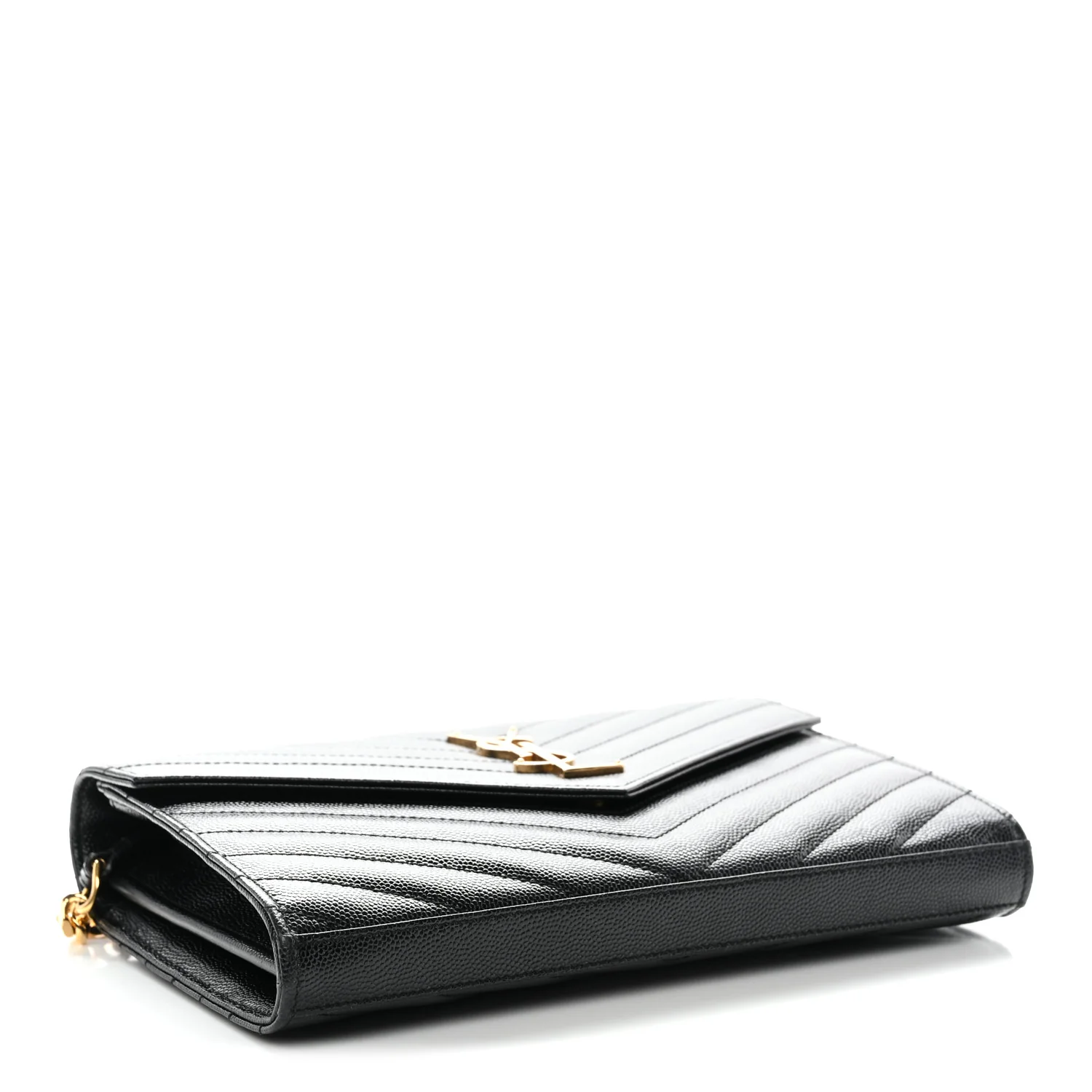 Grain De Poudre Matelasse Chevron Monogram Chain Wallet Black - Image 9