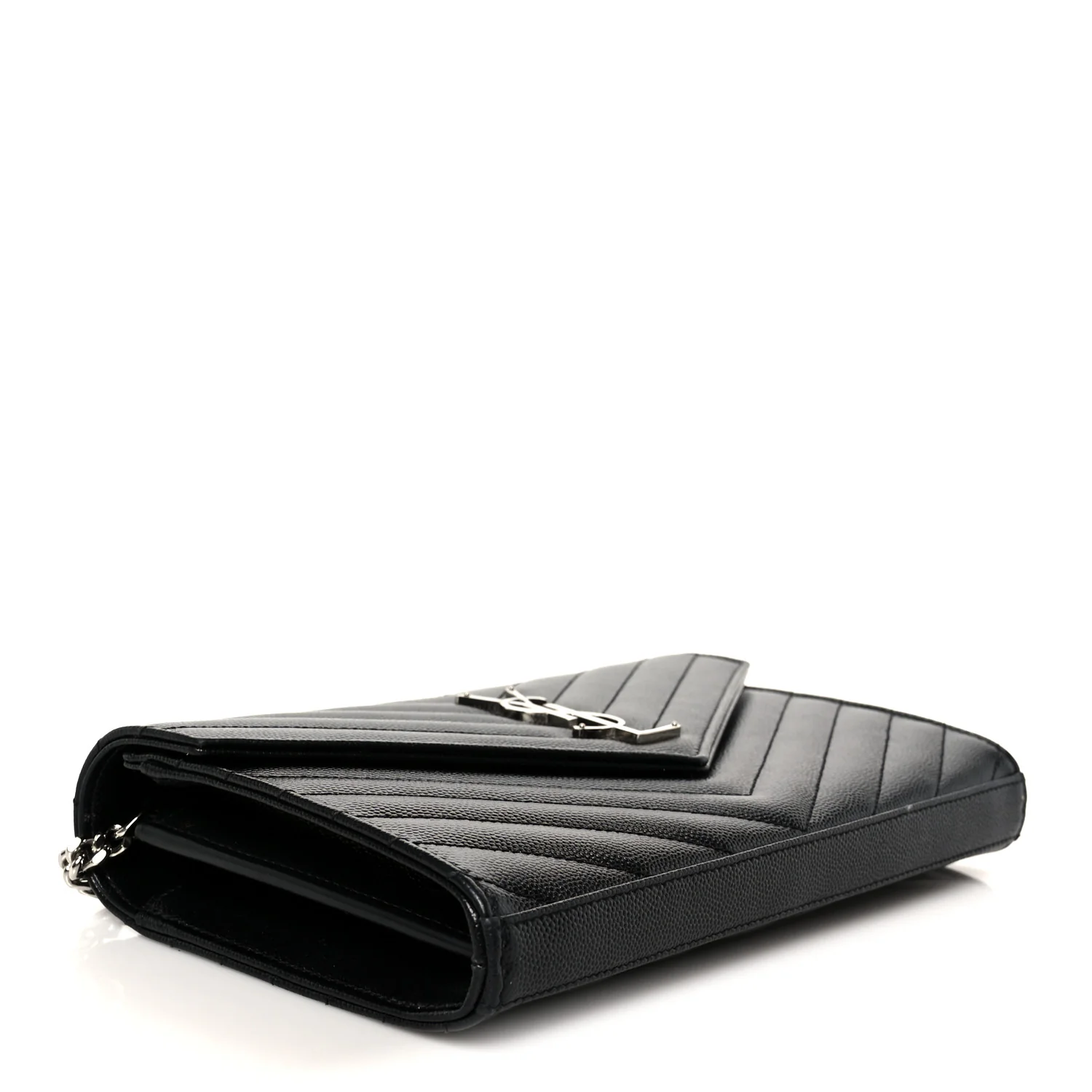 Grain De Poudre Matelasse Chevron Monogram Chain Wallet Black - Image 4