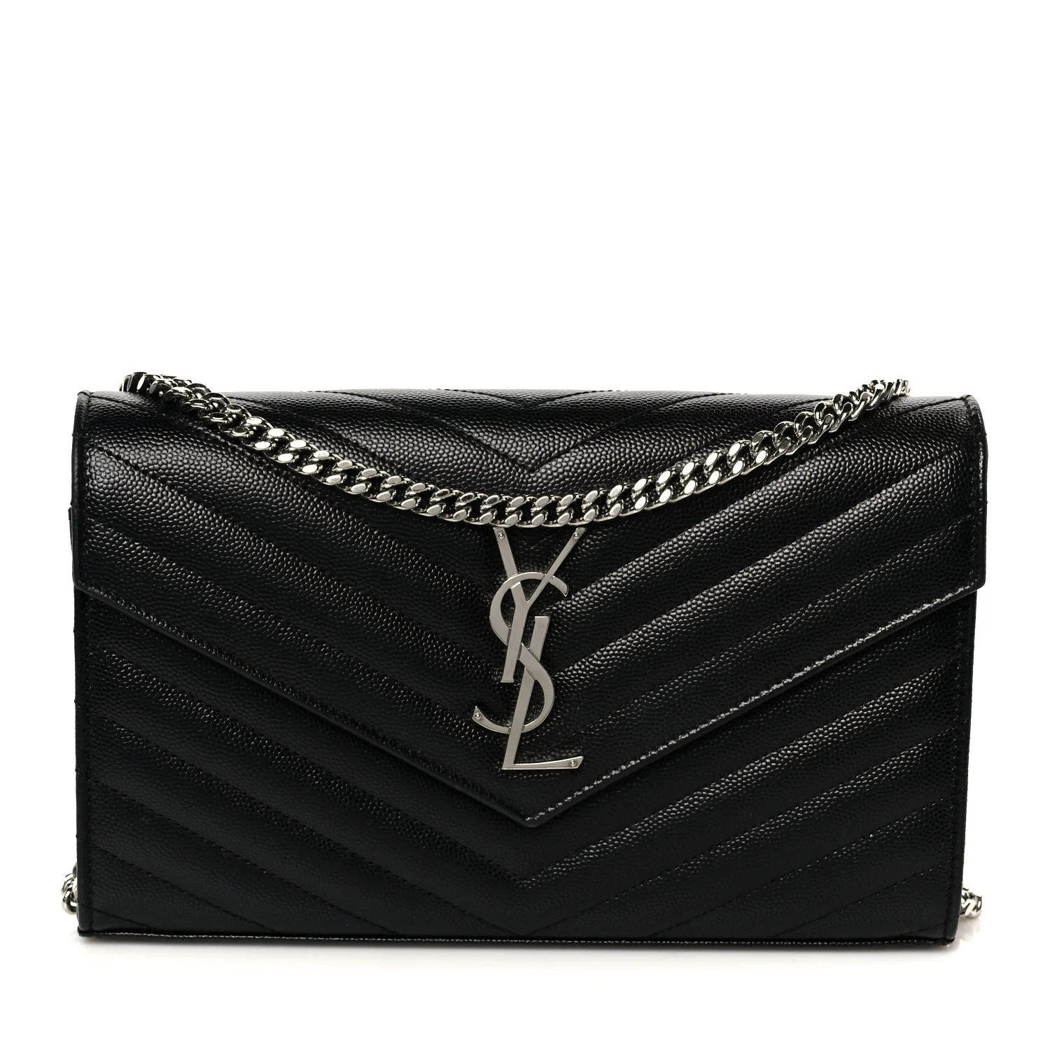 Grain De Poudre Matelasse Chevron Monogram Chain Wallet Black - Image 7