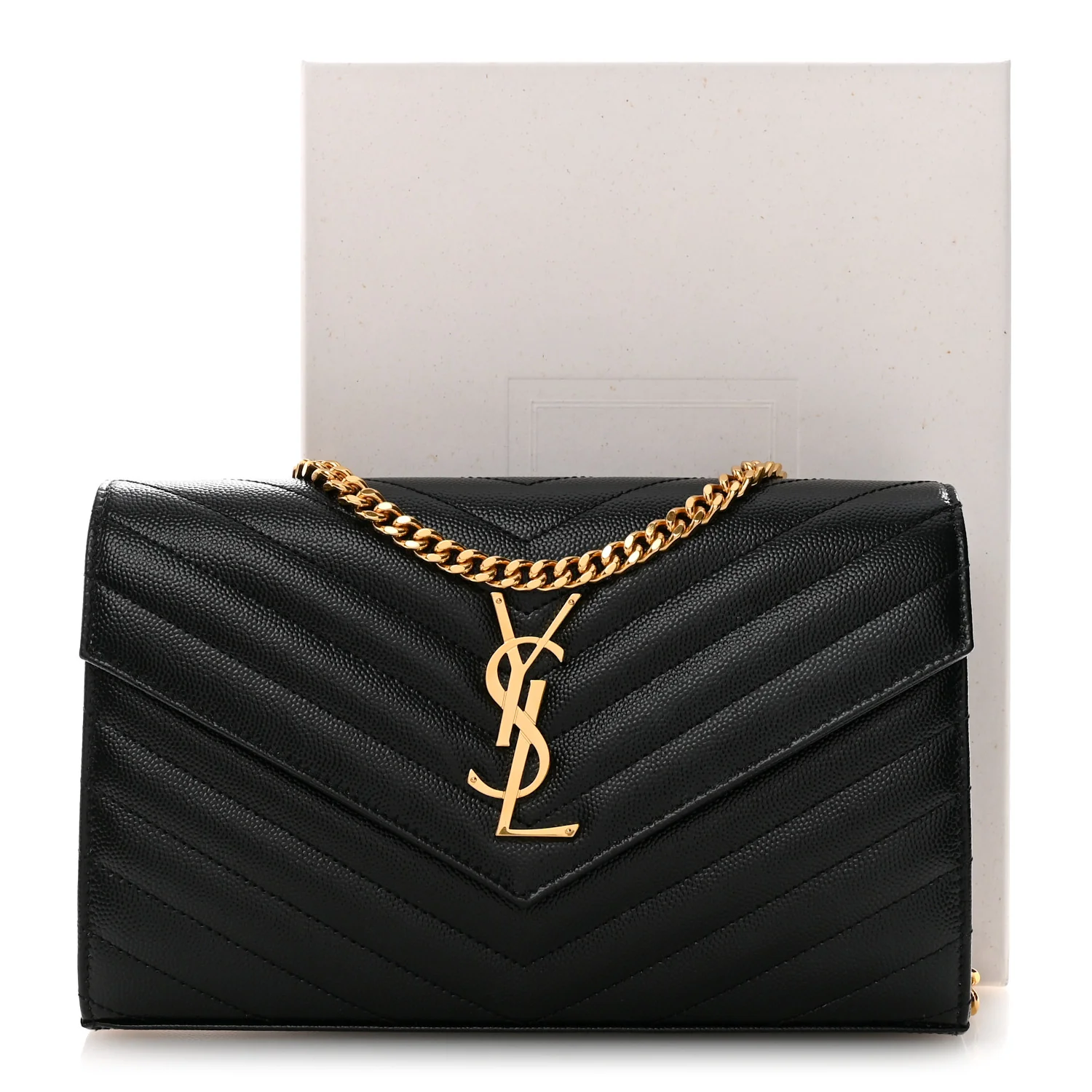 Grain De Poudre Matelasse Chevron Monogram Chain Wallet Black - Image 10